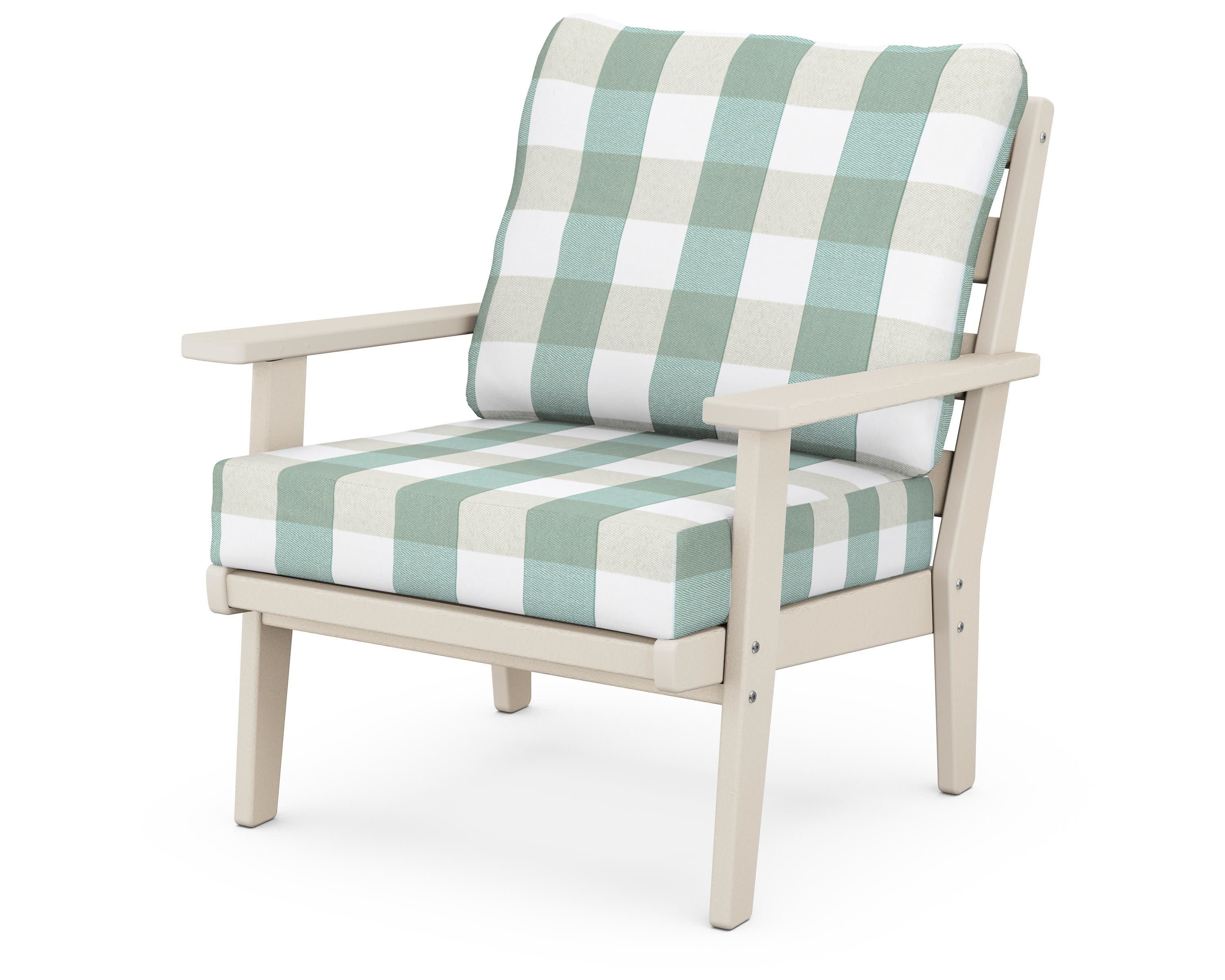 Grant Park Deep Seating Chair in Sand / Buffalo Plaid Glacier Spa