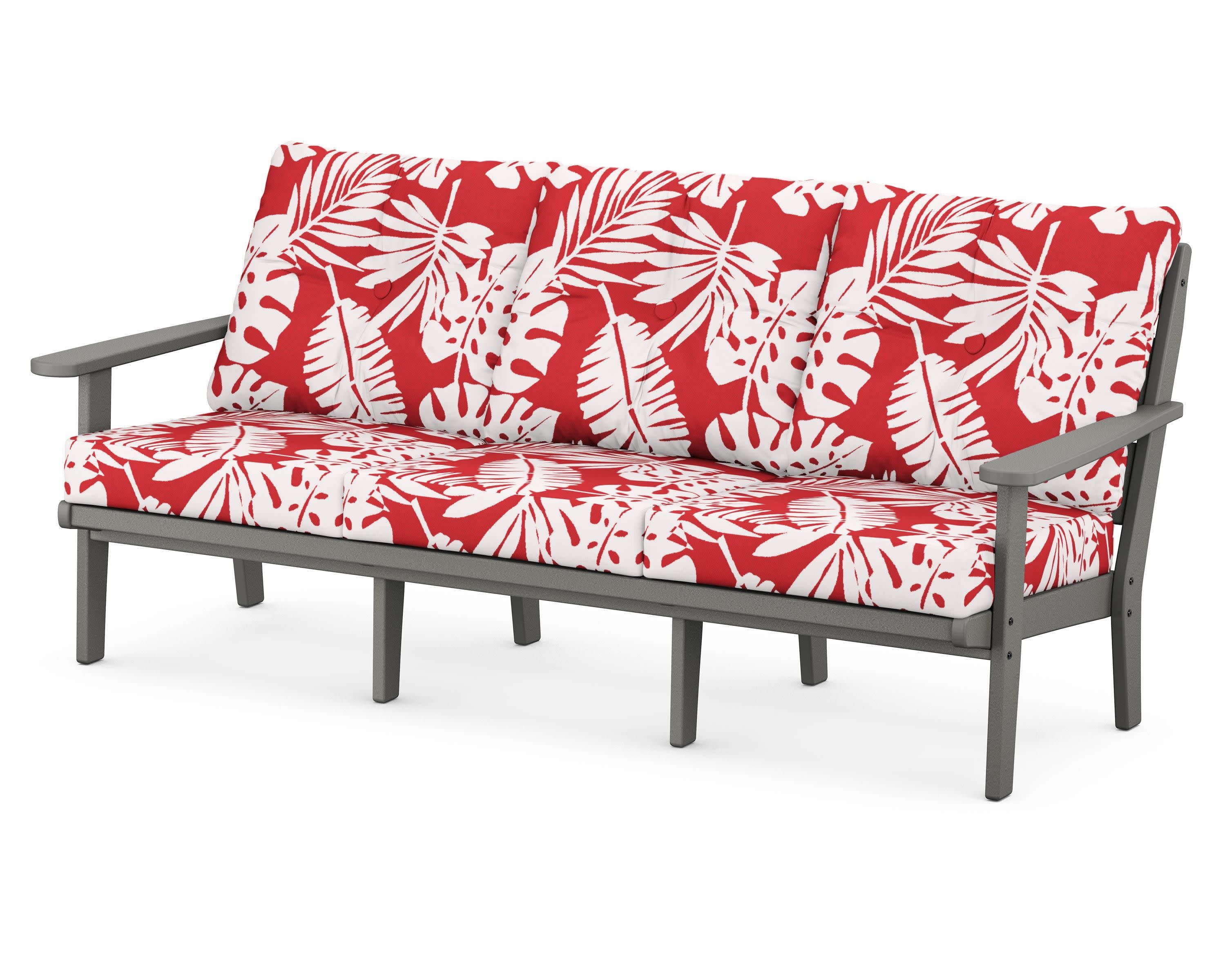 Lakeside Deep Seating Sofa in Slate Grey / Leaf Crimson