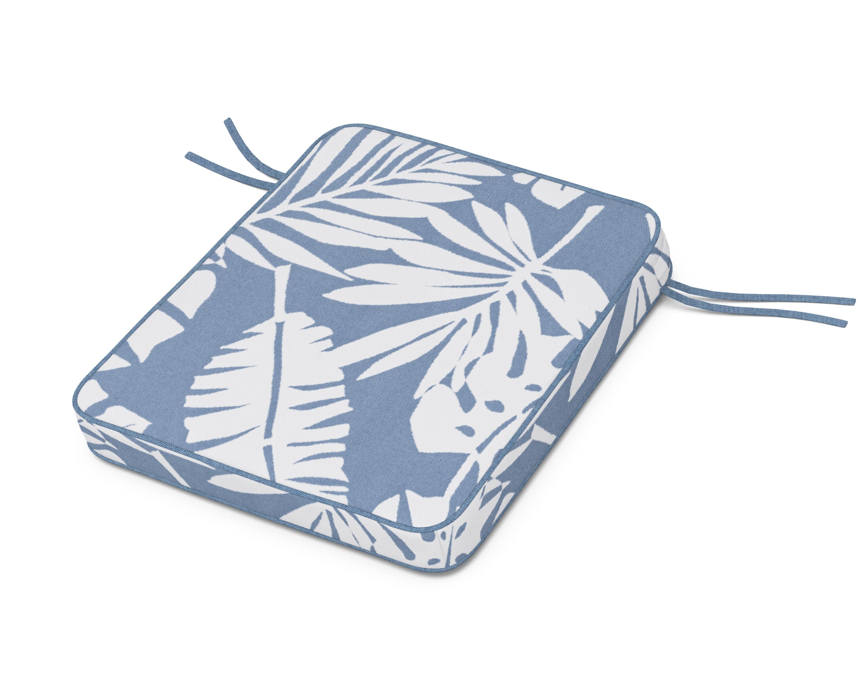 Chinoiserie Rocker Seat Cushion in Leaf Sky Blue