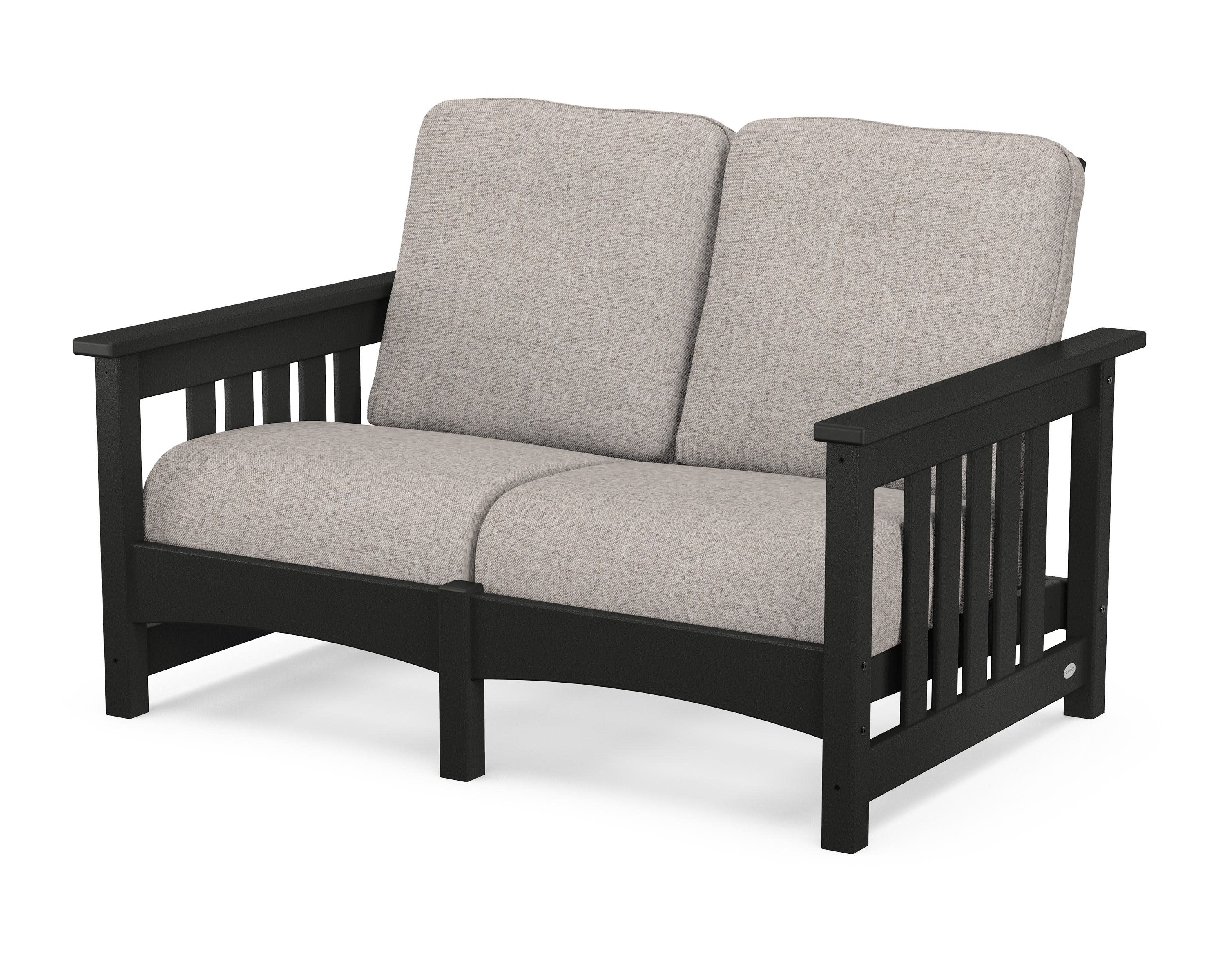 Club Mission Loveseat in Black / Weathered Tweed
