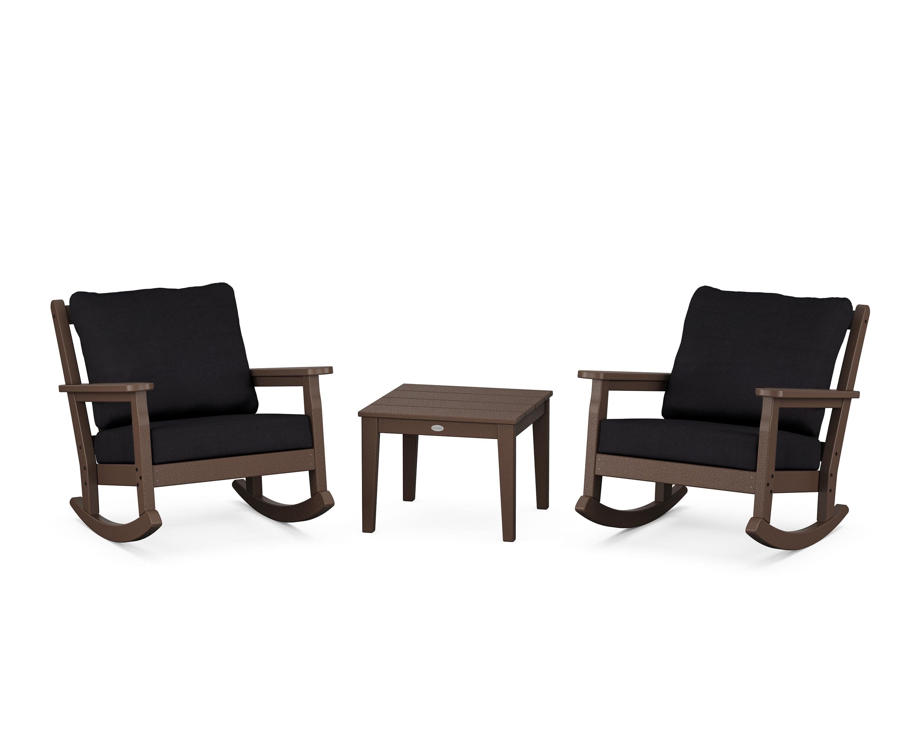 Chippendale 3-Piece Deep Seating Rocker Set in Mahogany / Midnight Linen