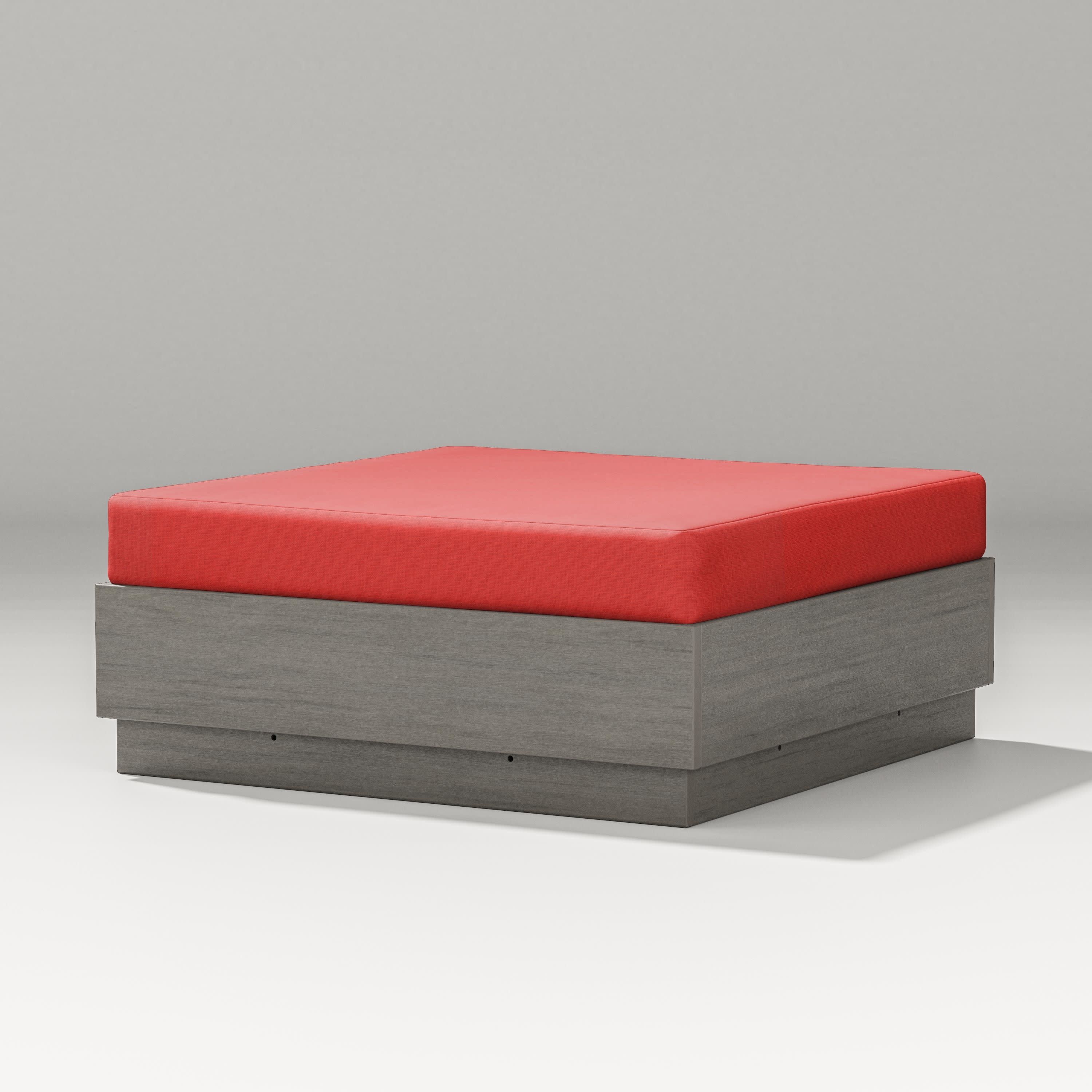 Elevate Lounge Ottoman in Driftwood / Crimson Linen