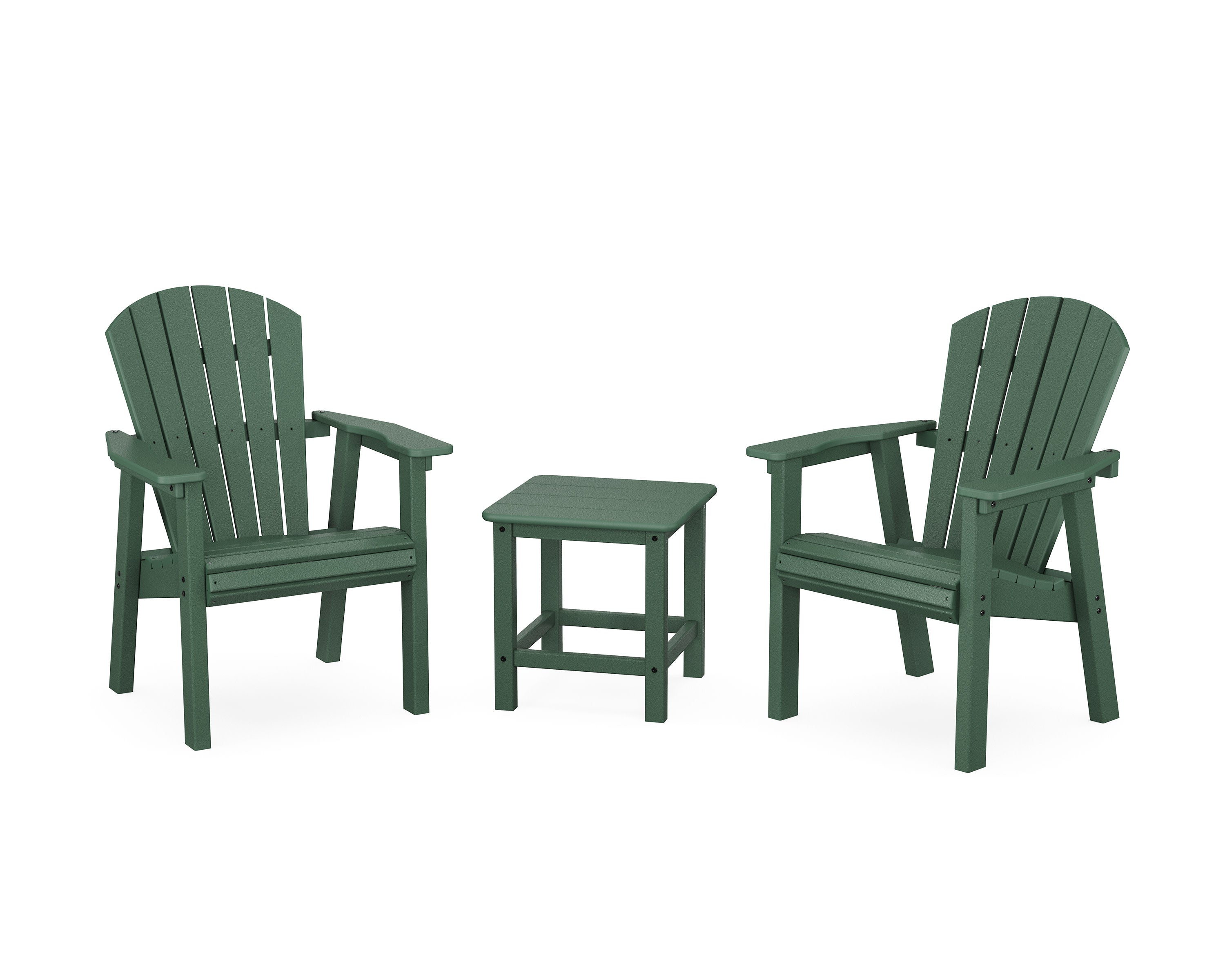 Seashell 3-Piece Upright Adirondack Chair Set in Green