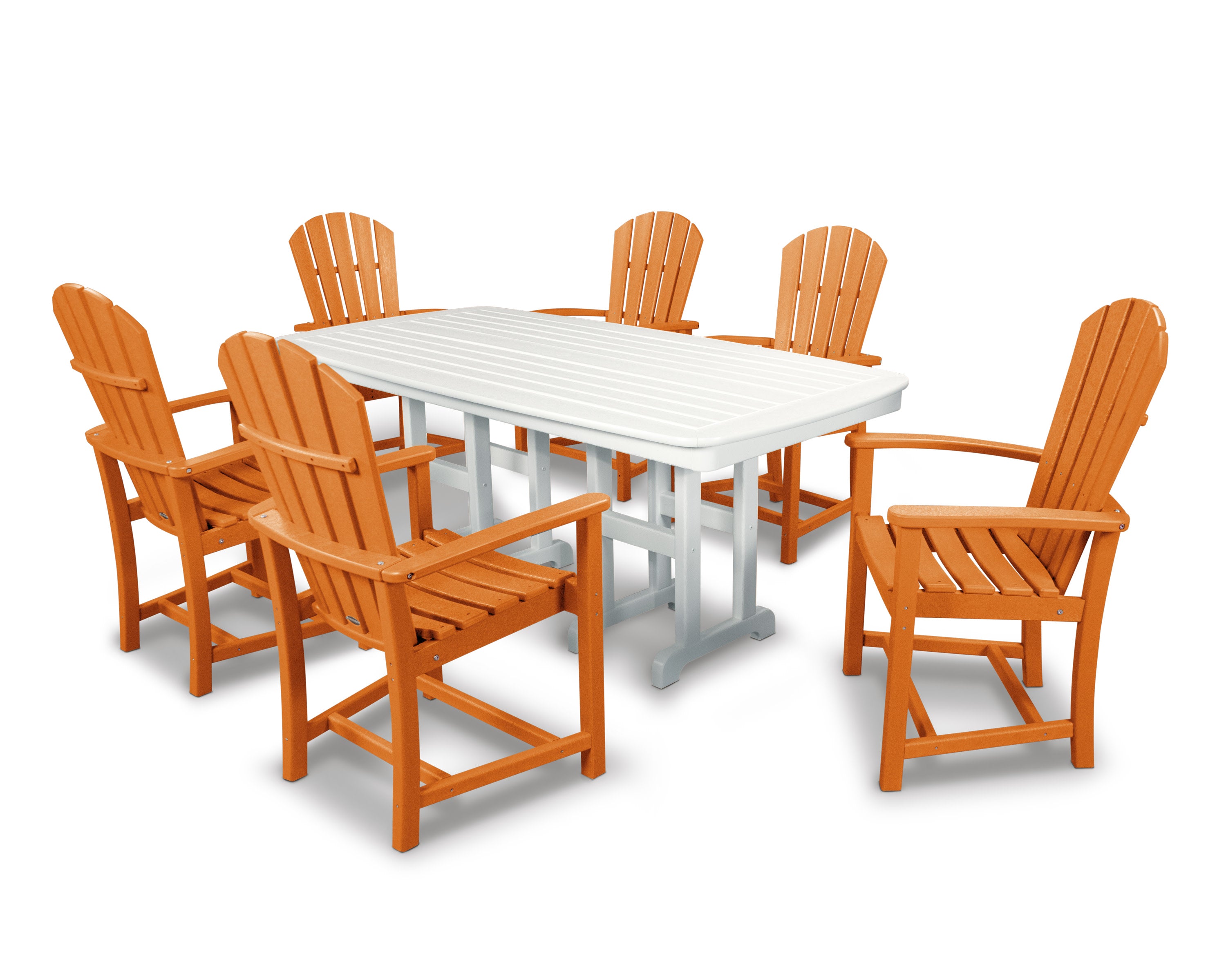 Palm Coast 7-Piece Dining Set in Tangerine / White