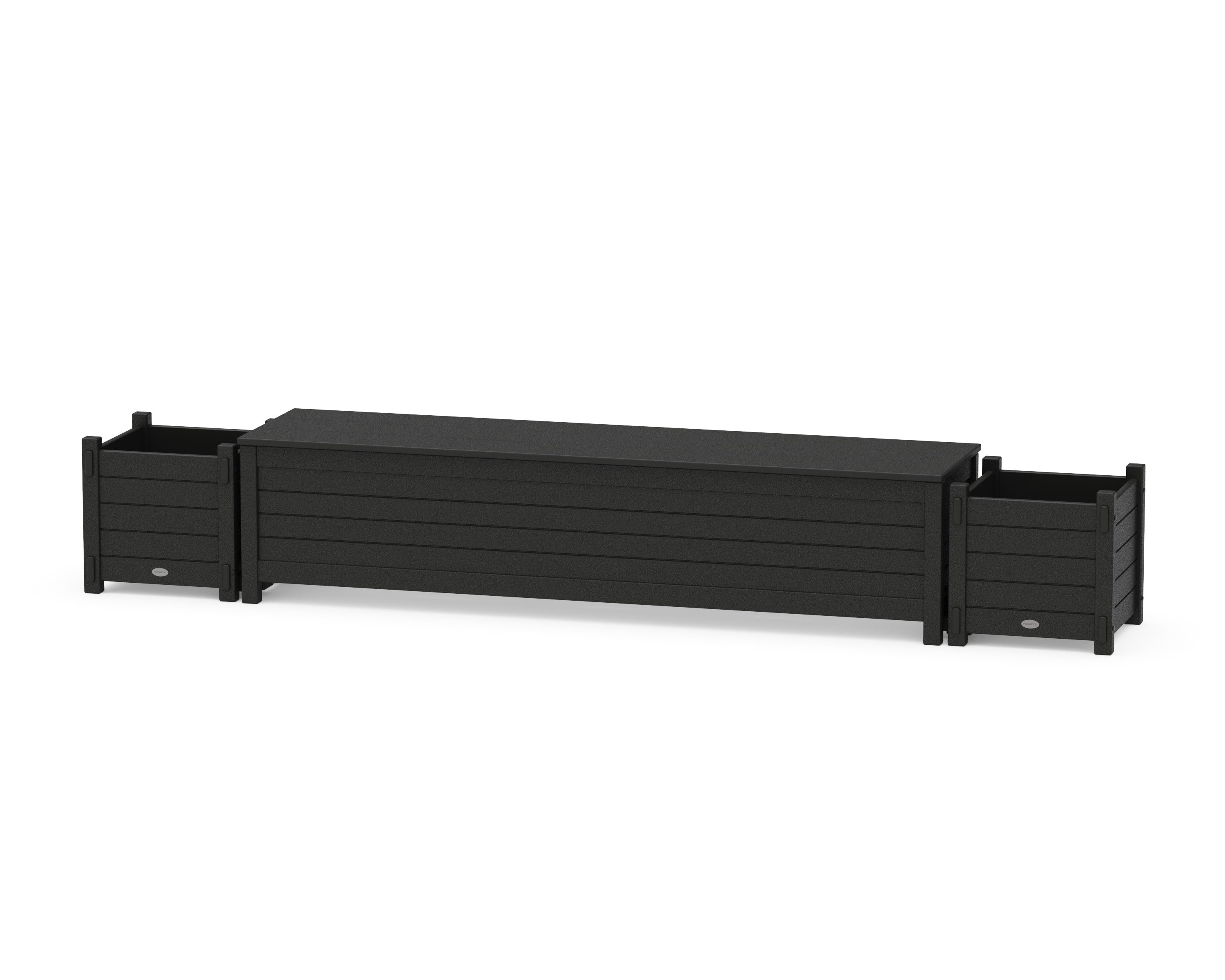 72" Nautical Straight Planter Storage Bench Set in Black