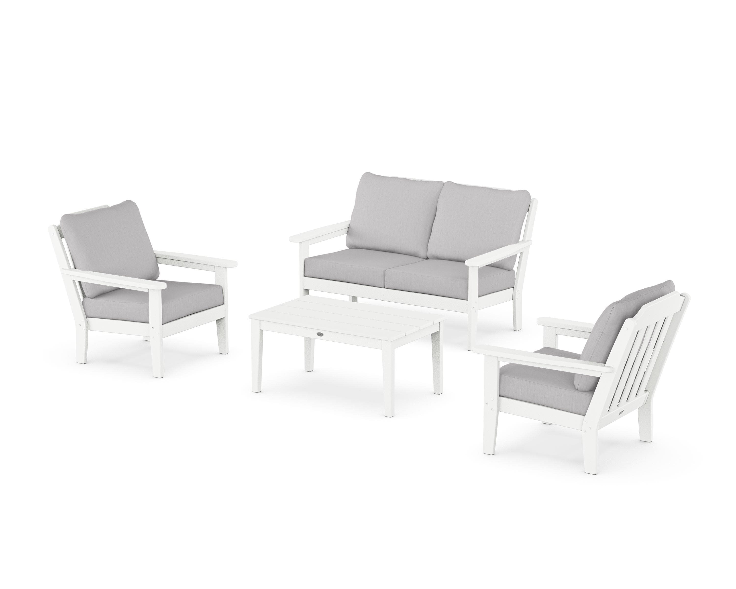 Cottage 4-Piece Deep Seating Set with Loveseat in White / Granite