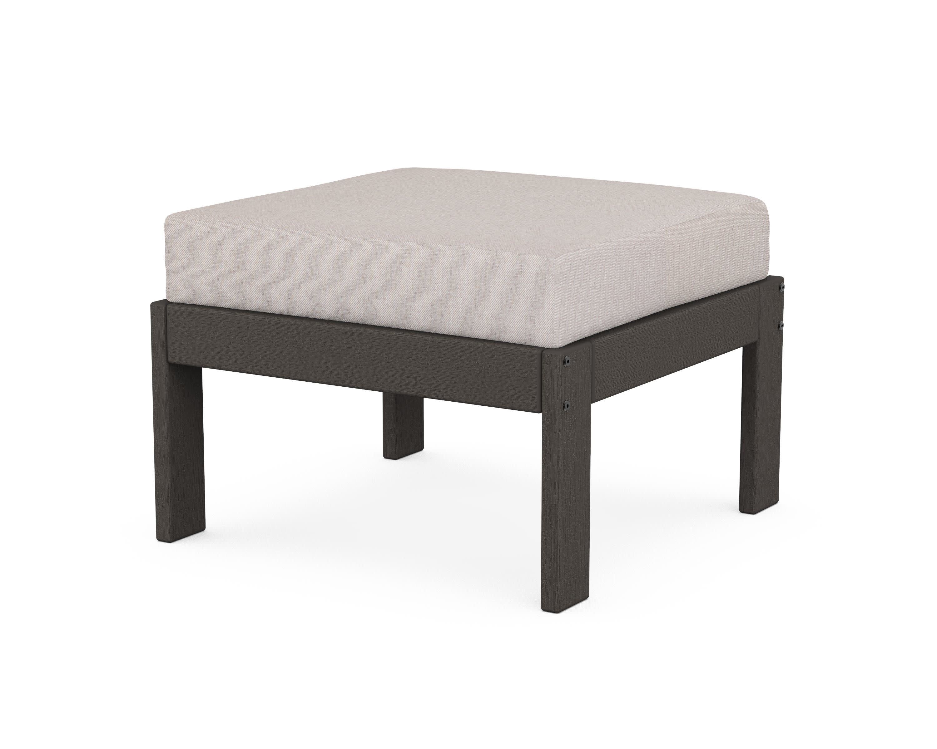 Vineyard Modular Ottoman in Vintage Coffee / Dune Burlap