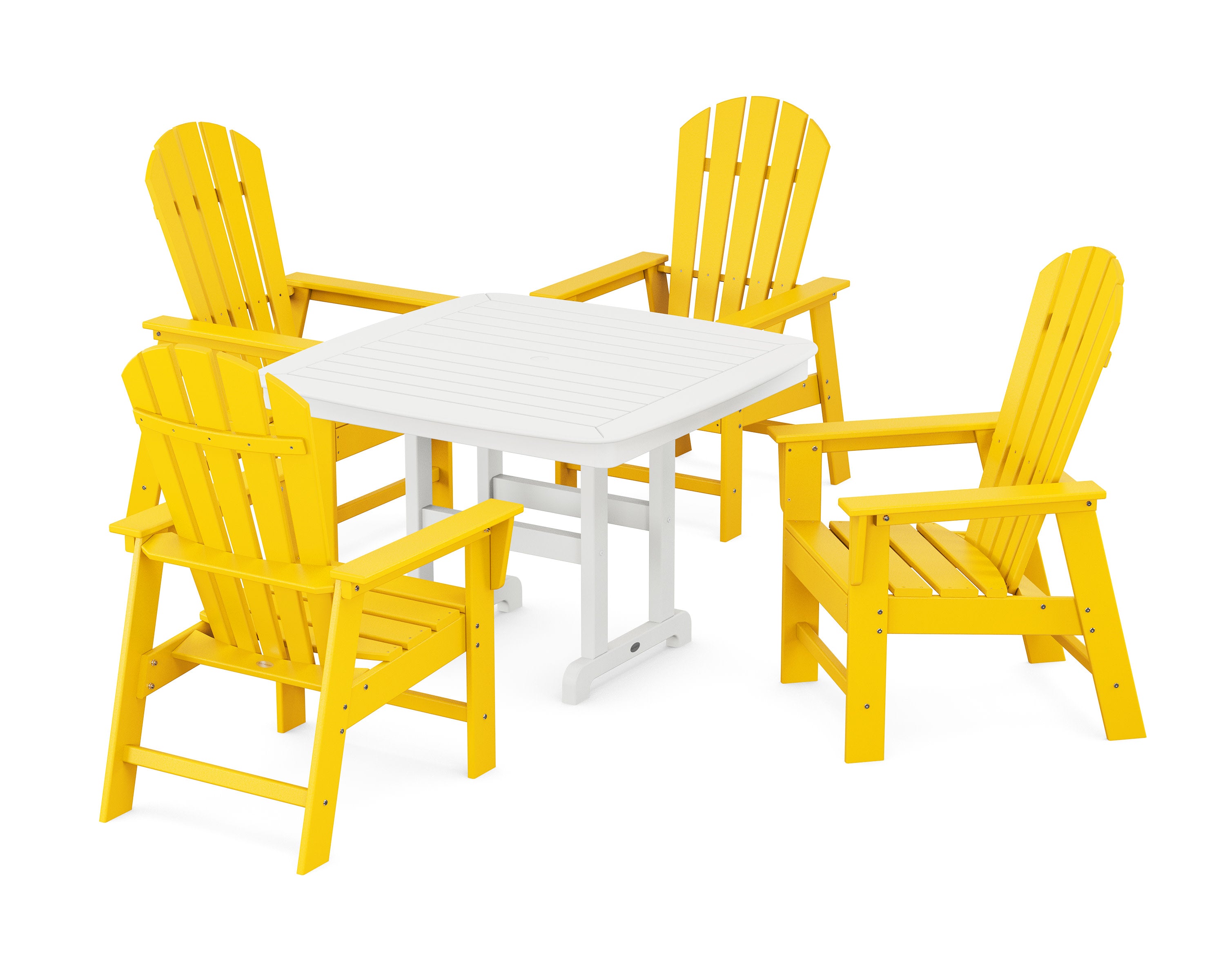South Beach 5-Piece Dining Set with Trestle Legs in Lemon / White