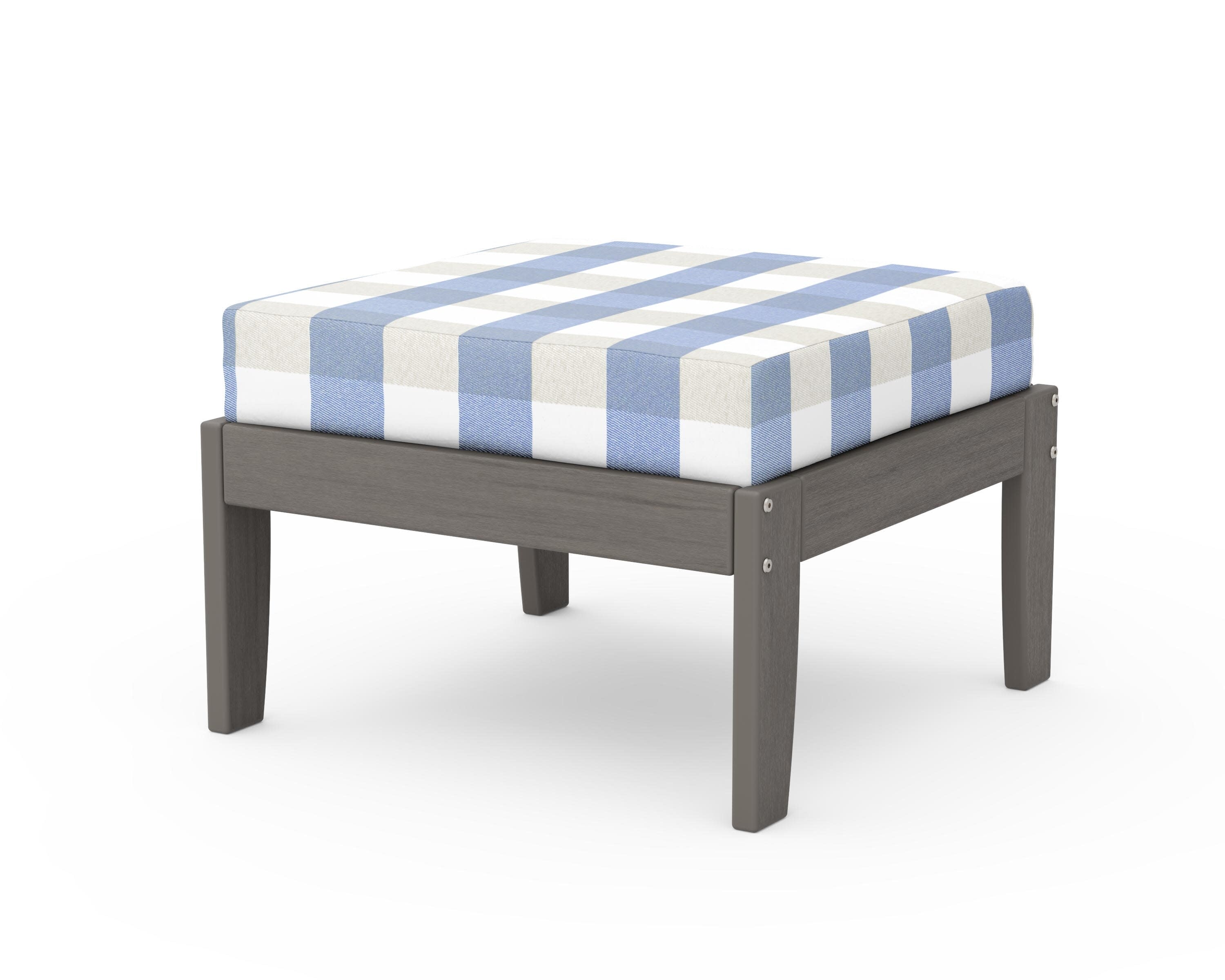 Modular Ottoman - Classic in Driftwood / Buffalo Plaid Sky Blue