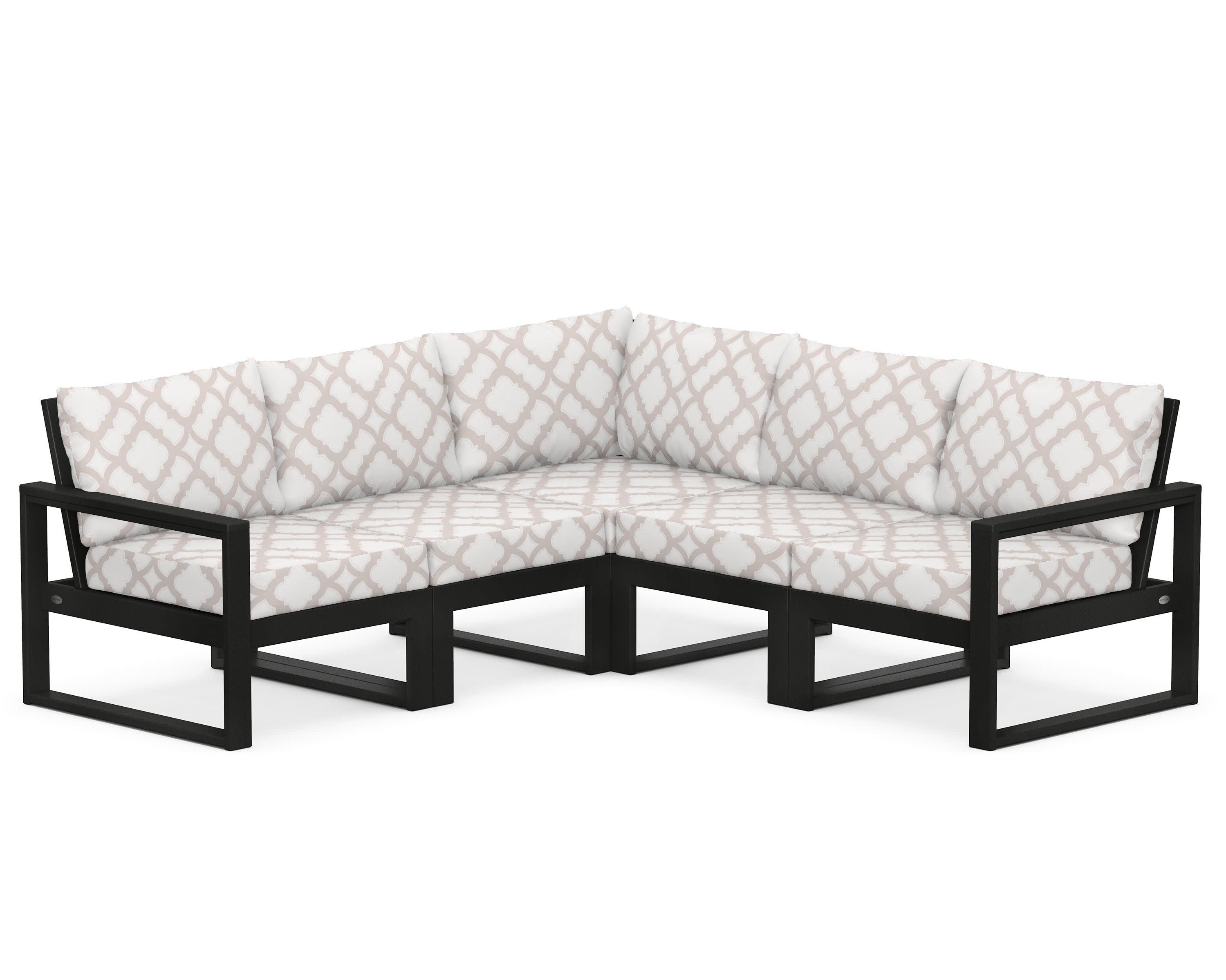 EDGE 5-Piece Modular Deep Seating Set in Black / Trellis Dune Burlap