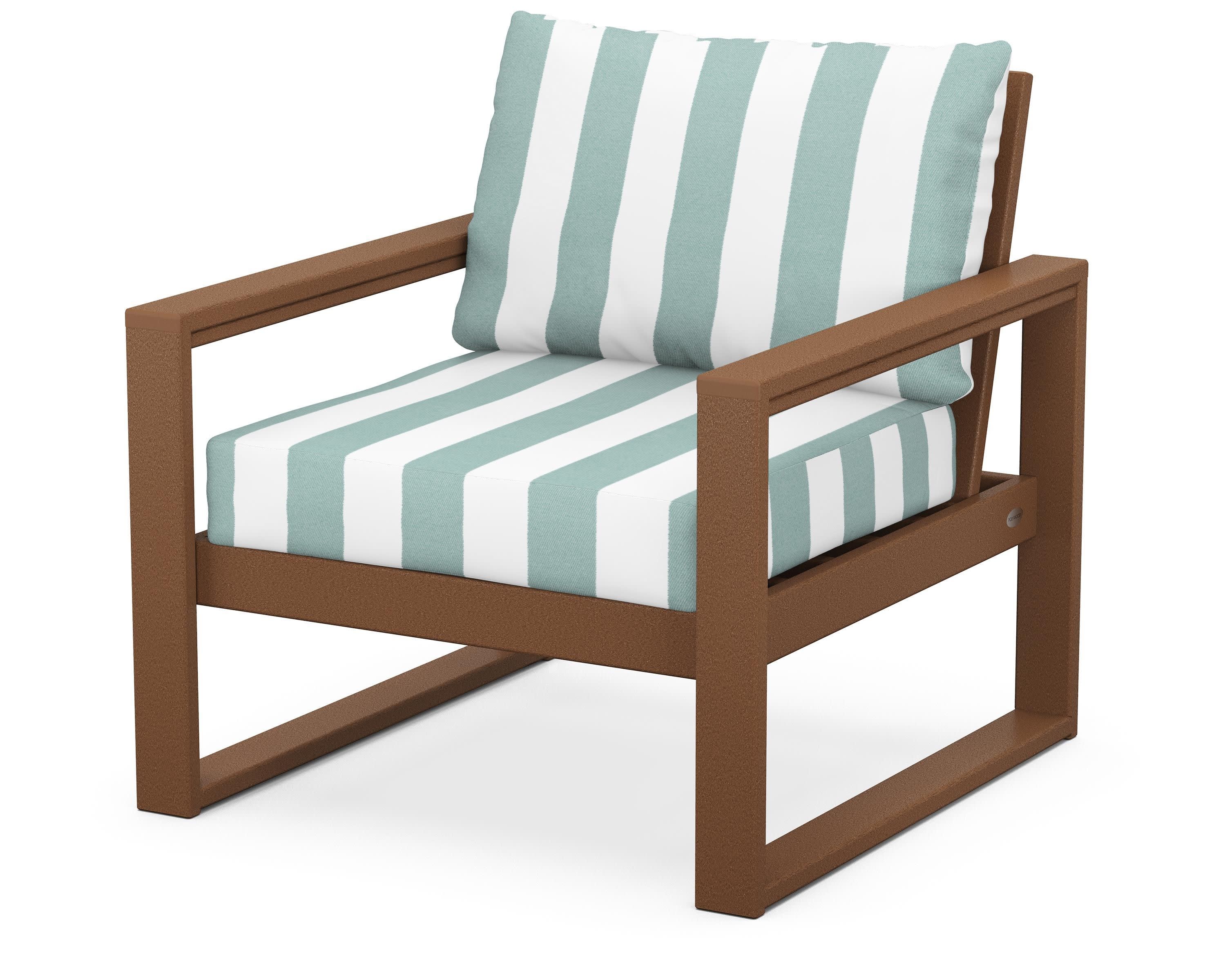 EDGE Club Chair in Teak / Cabana Stripe Glacier Spa