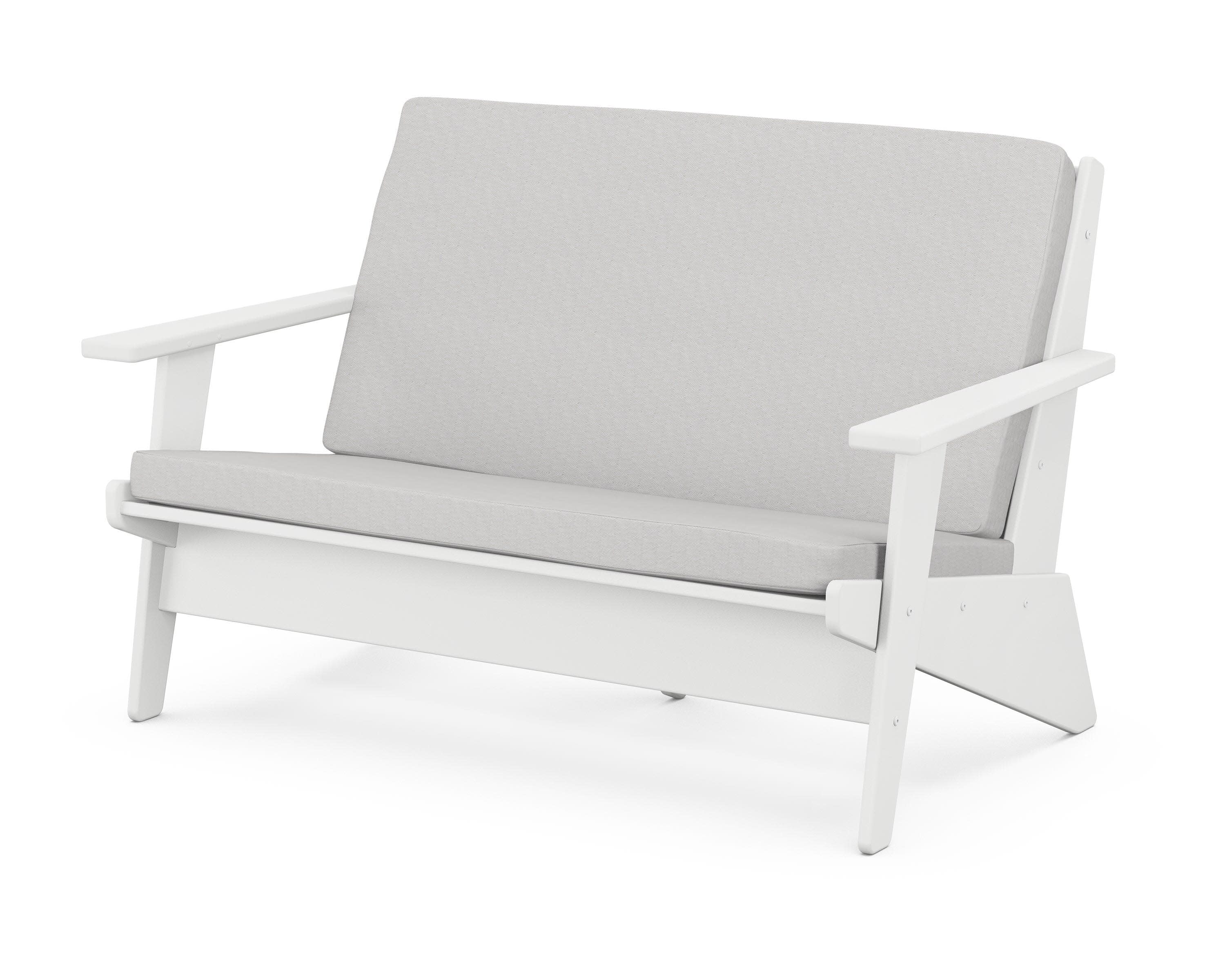 Riviera Modern Lounge Loveseat in White / Diamond in the Rough