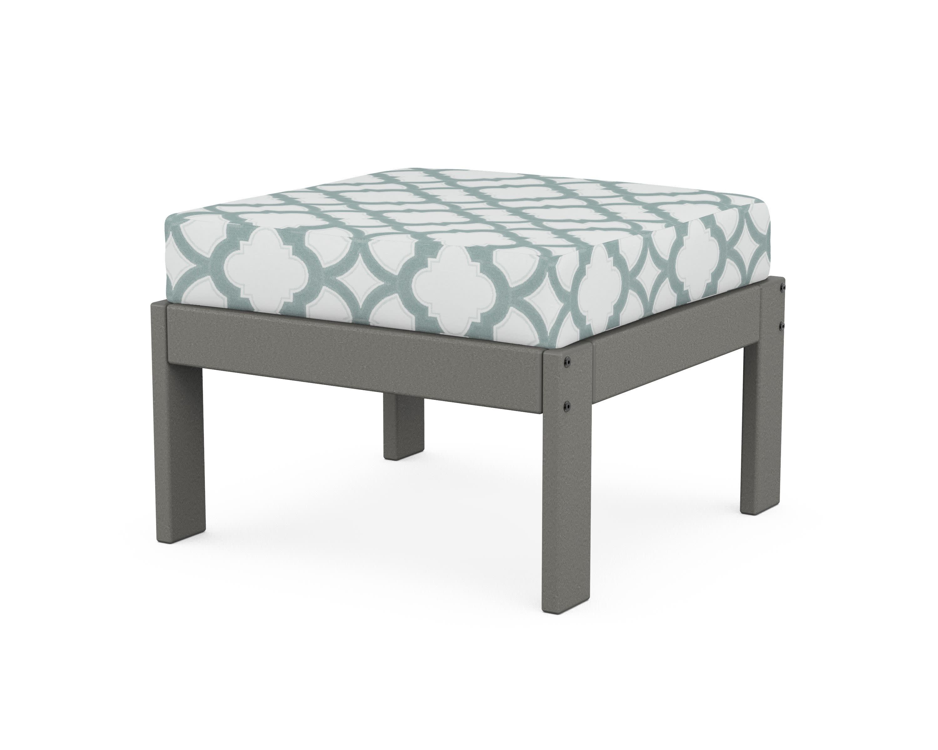 Vineyard Modular Ottoman in Slate Grey / Trellis Glacier Spa