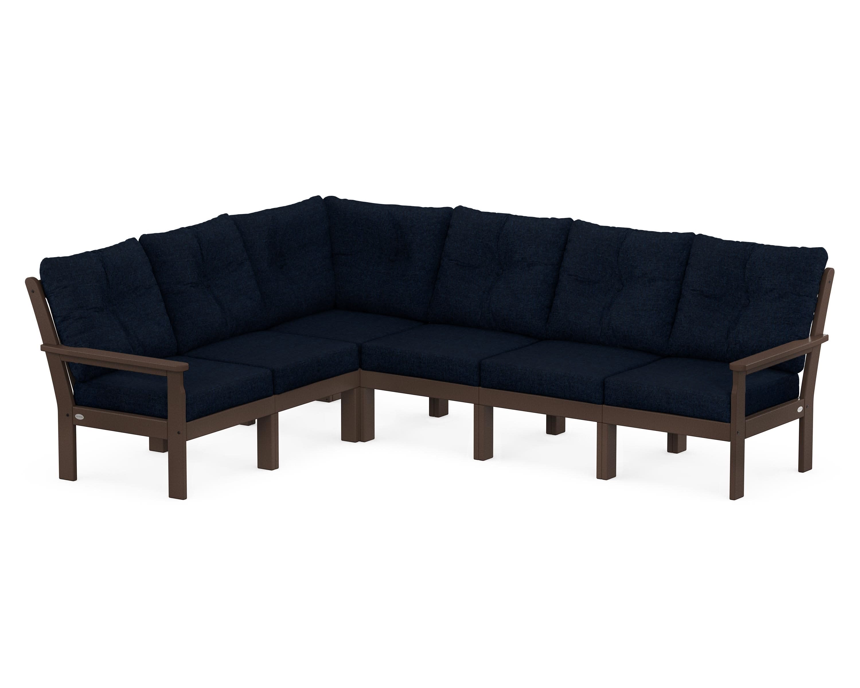 Vineyard 6-Piece Sectional in Mahogany / Marine Indigo
