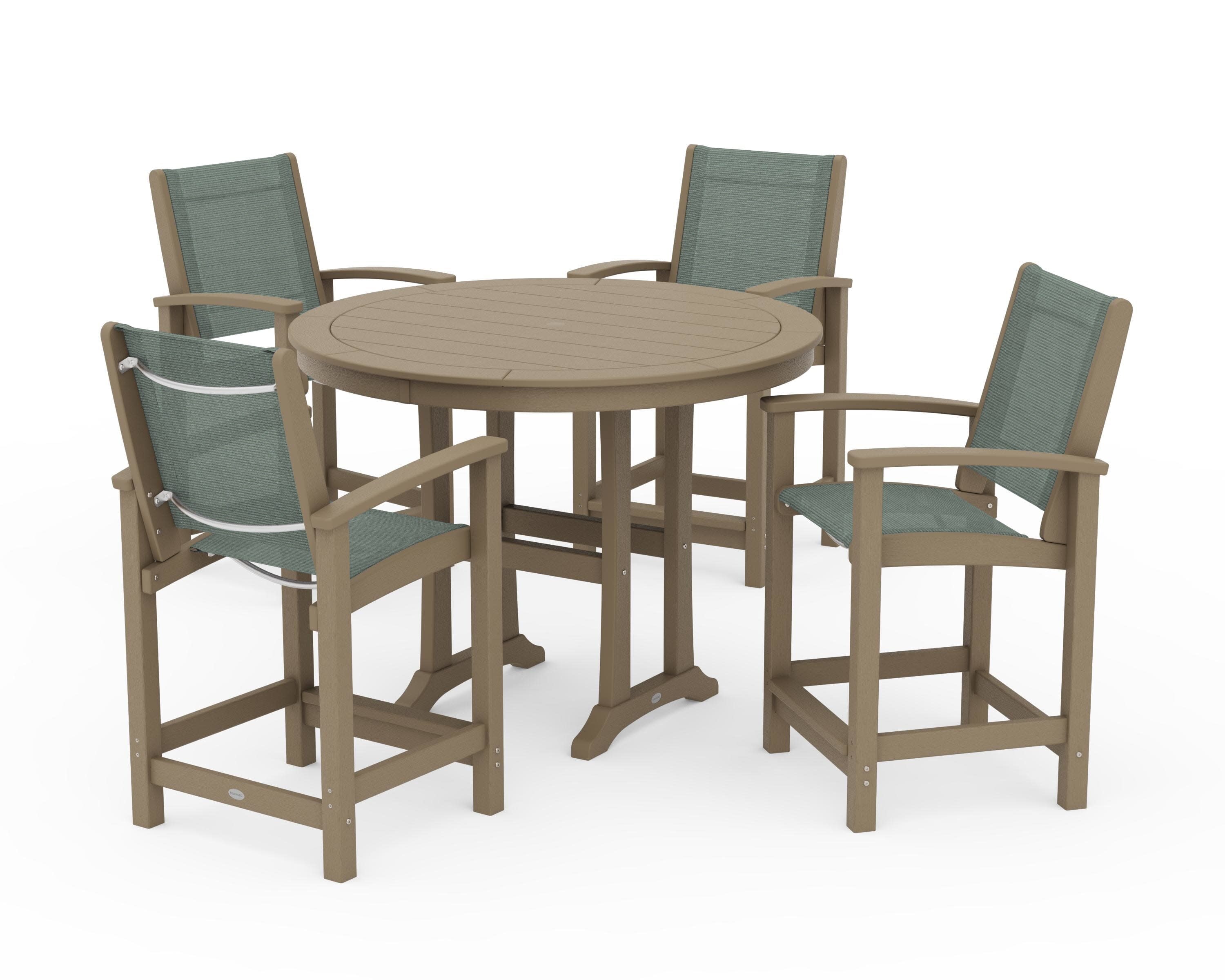 Coastal 5-Piece Counter Set in Vintage Sahara / Dupioni Sea Mist Sling