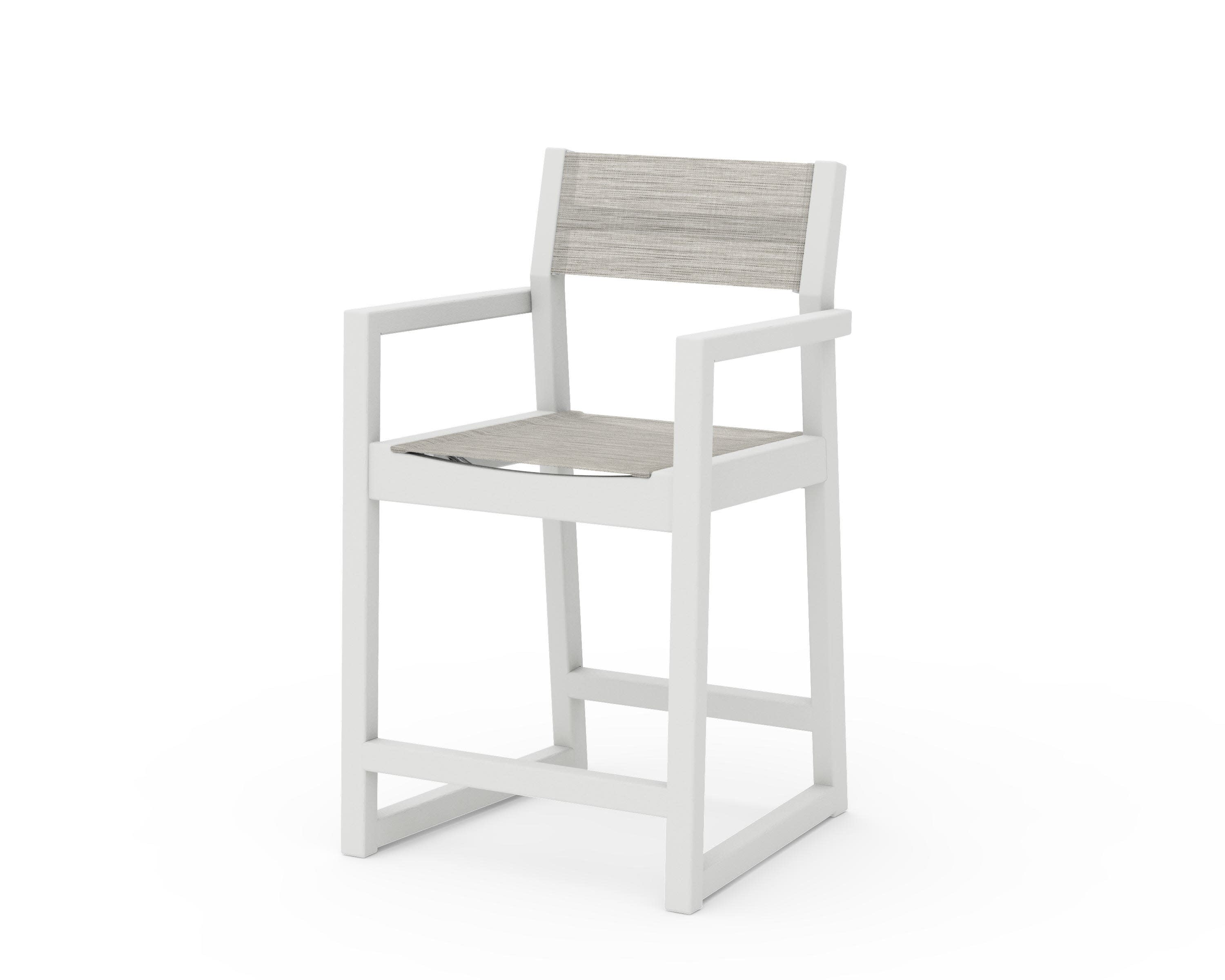 EDGE Sling Counter Arm Chair in Vintage White / Birch Sling