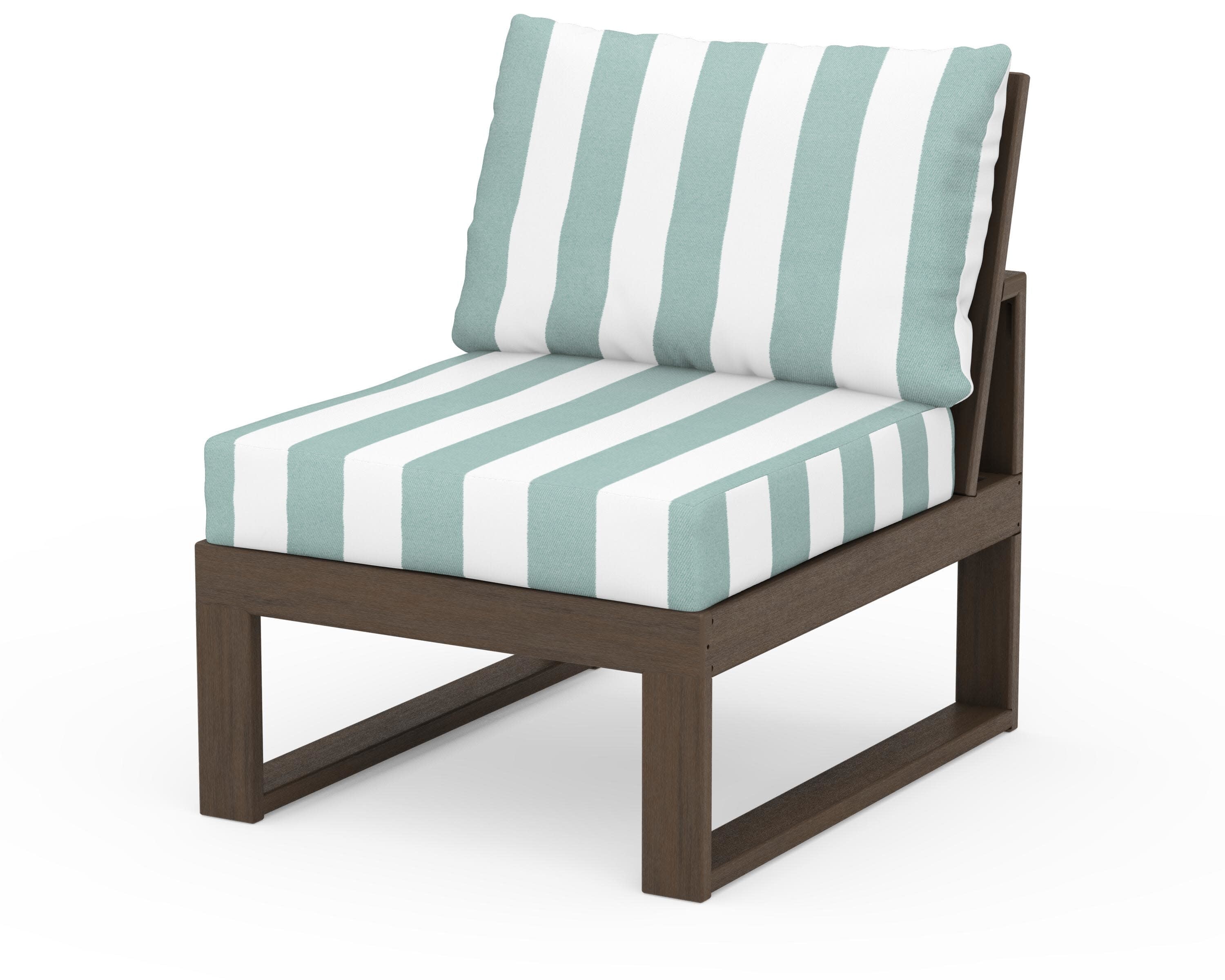 Modular Armless Chair in Kona / Cabana Stripe Glacier Spa