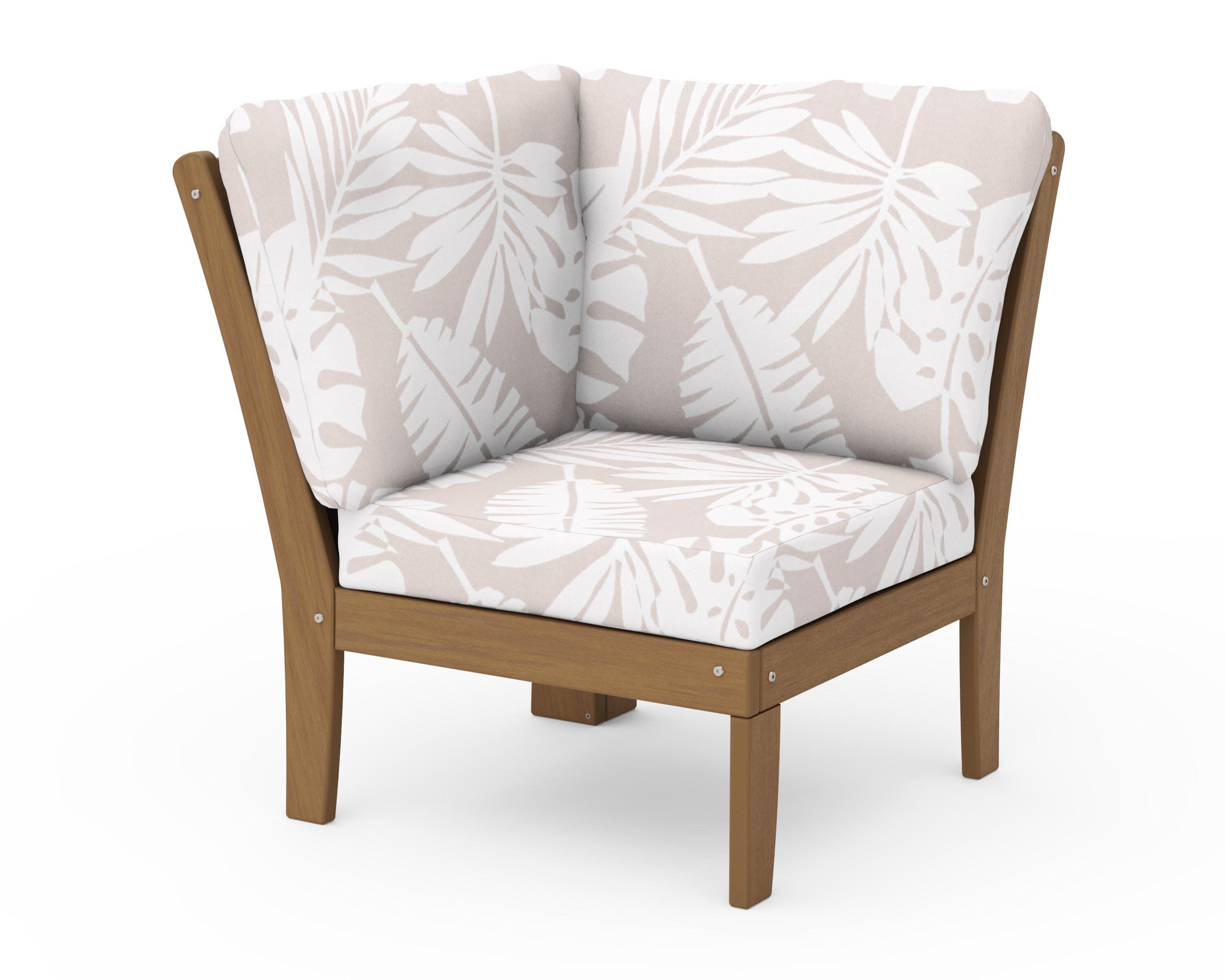 Braxton Modular Corner Chair in Natural / Leaf Dune Burlap