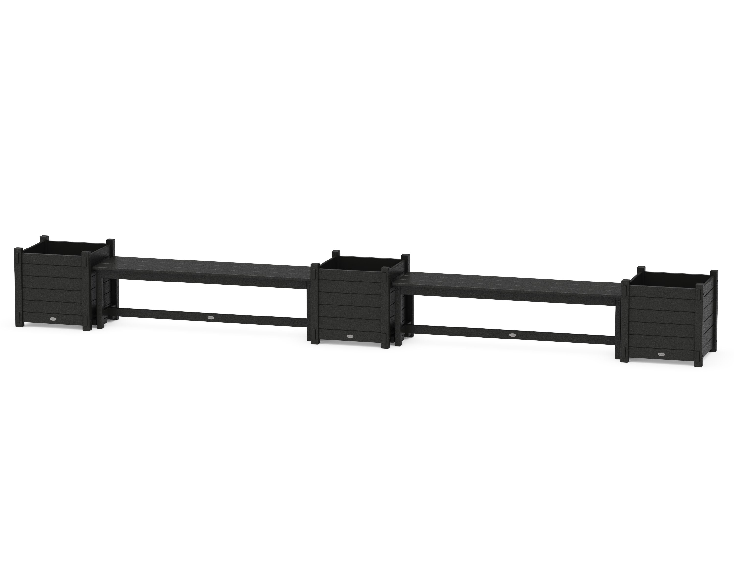 60" Nautical Straight Double Planter Bench Set - Large in Black