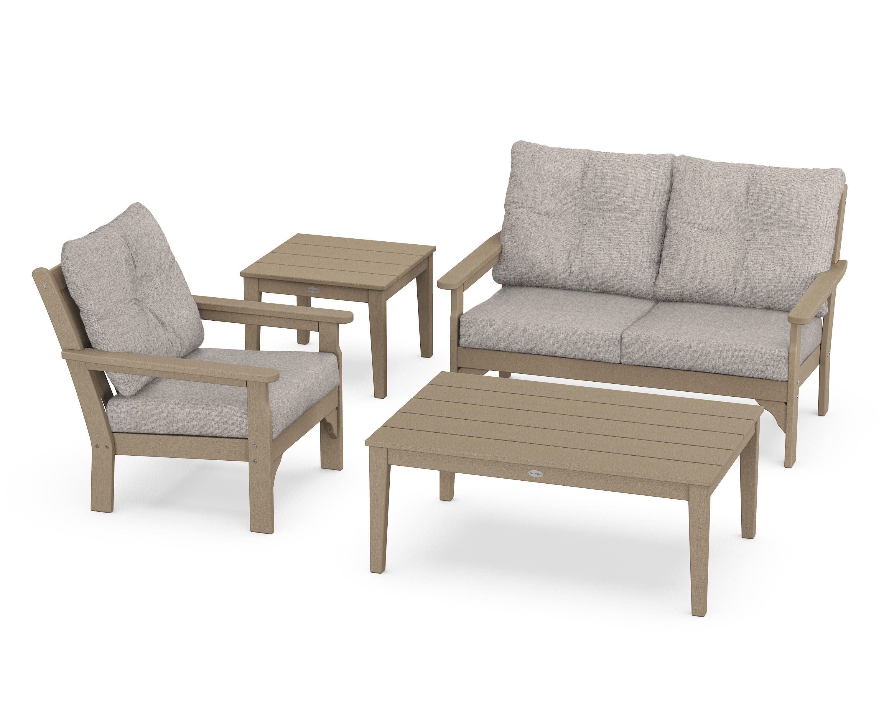 Vineyard 4-Piece Deep Seating Set in Vintage Sahara / Weathered Tweed