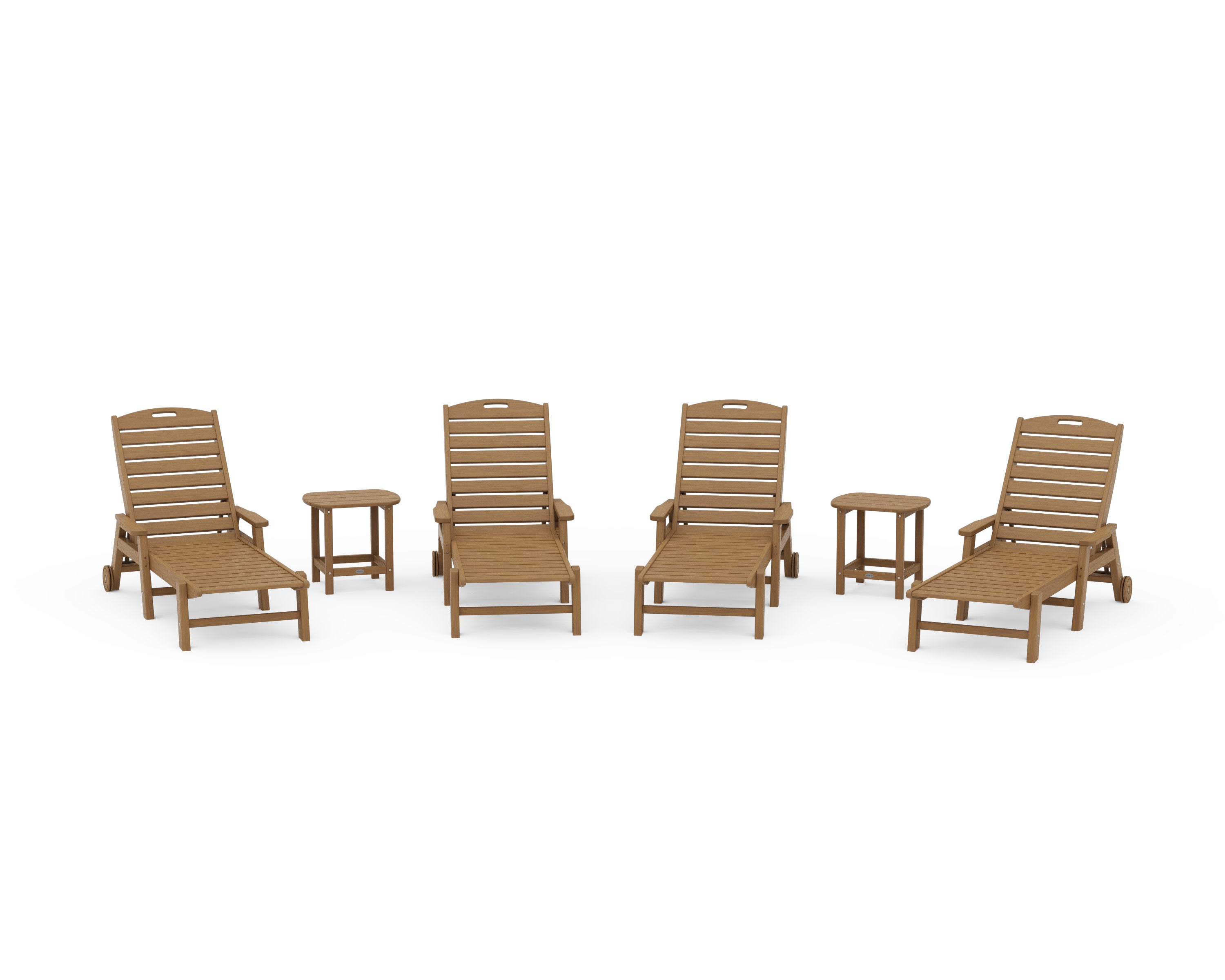 Nautical Chaise 6-Piece Set with Arms & Wheels in Natural