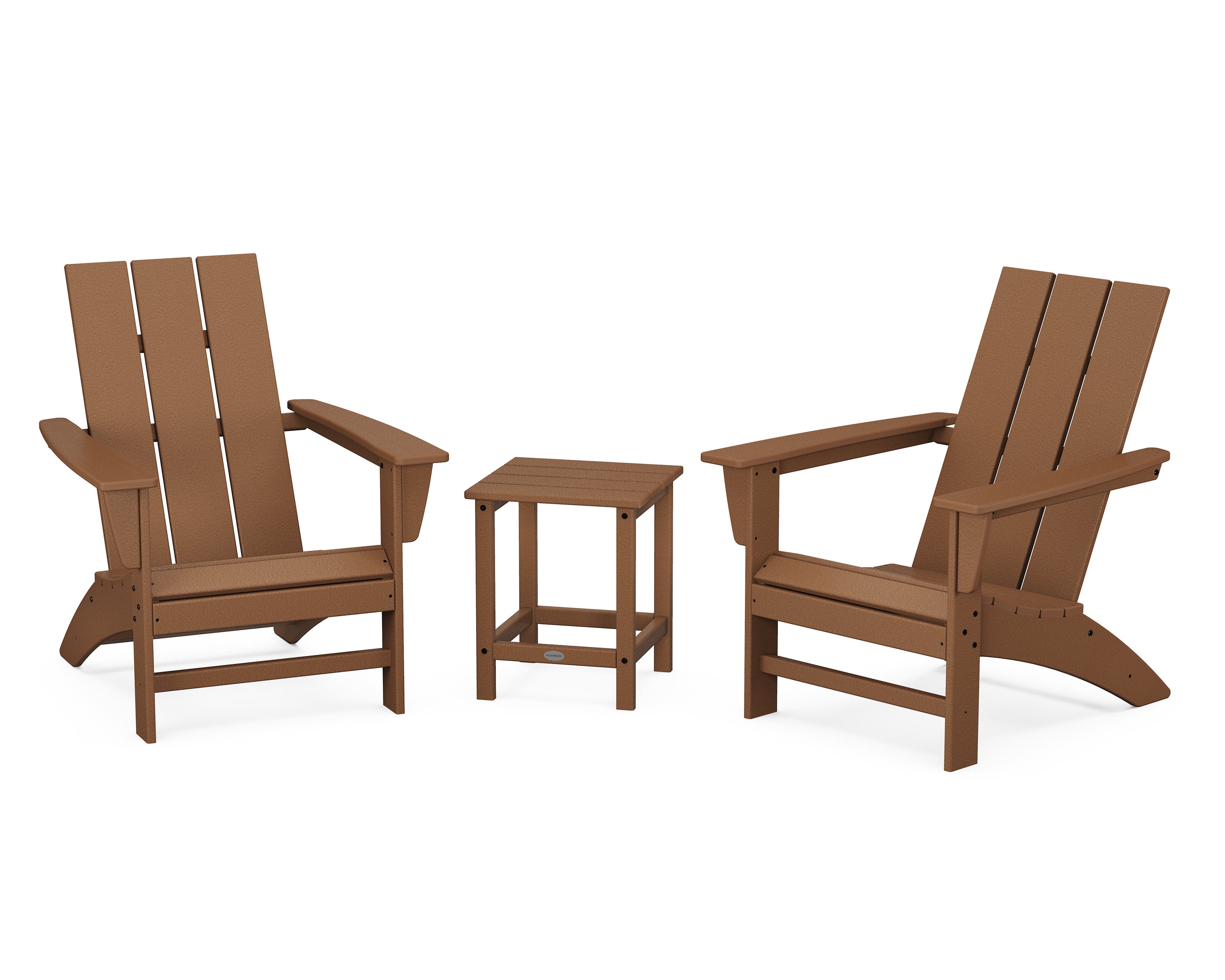 Modern 3-Piece Adirondack Set with Long Island 18" Side Table in Teak