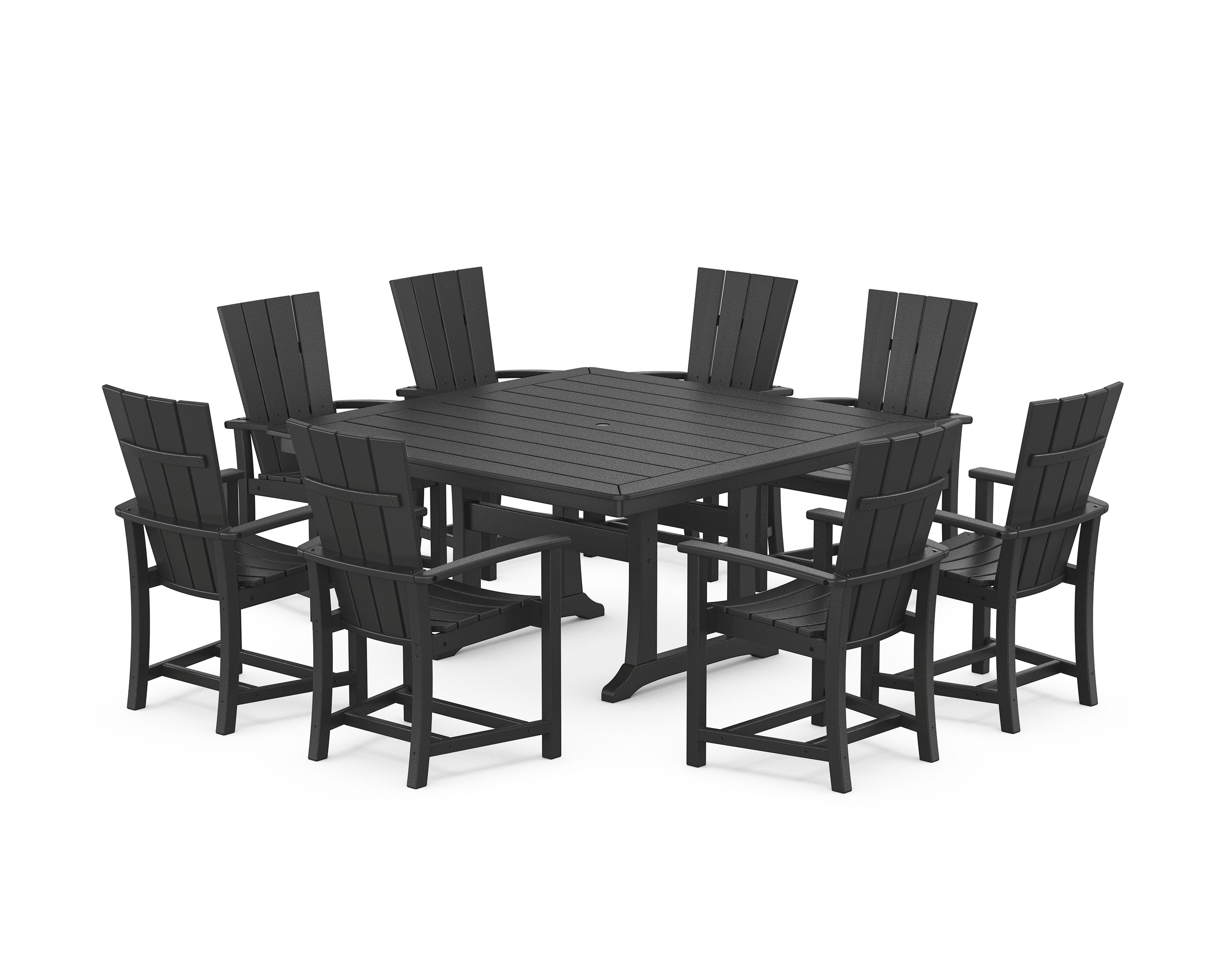 Quattro 9-Piece Square Dining Set with Trestle Legs in Black