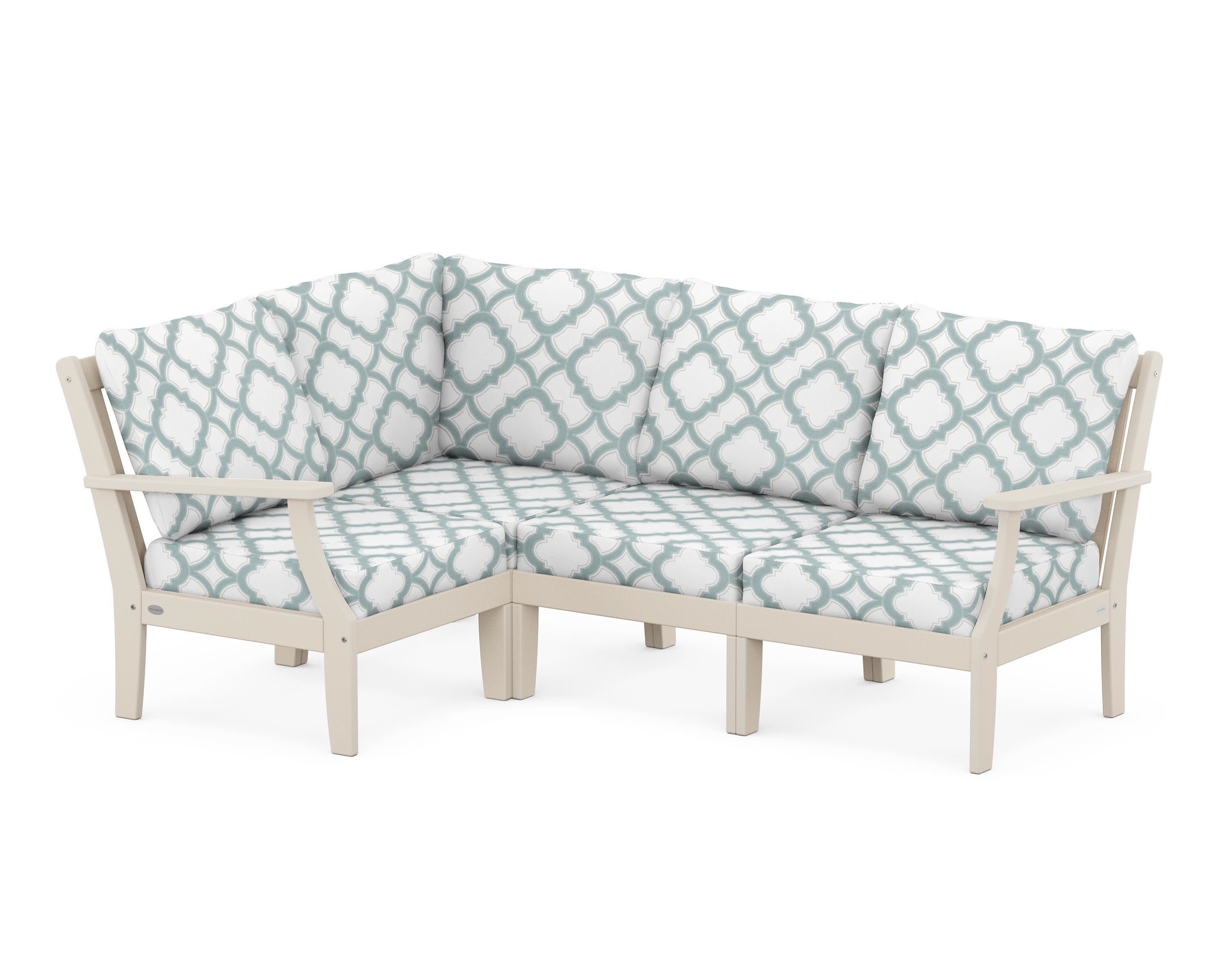 Braxton Modular 4-Piece Deep Seating Set in Sand / Trellis Glacier Spa