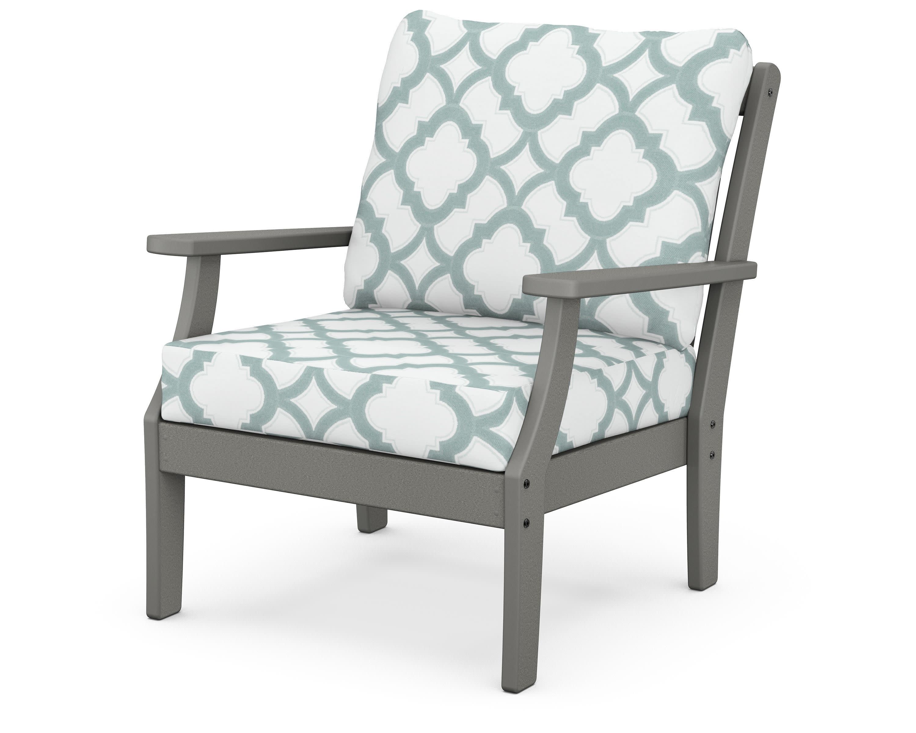 Braxton Deep Seating Chair in Slate Grey / Trellis Glacier Spa