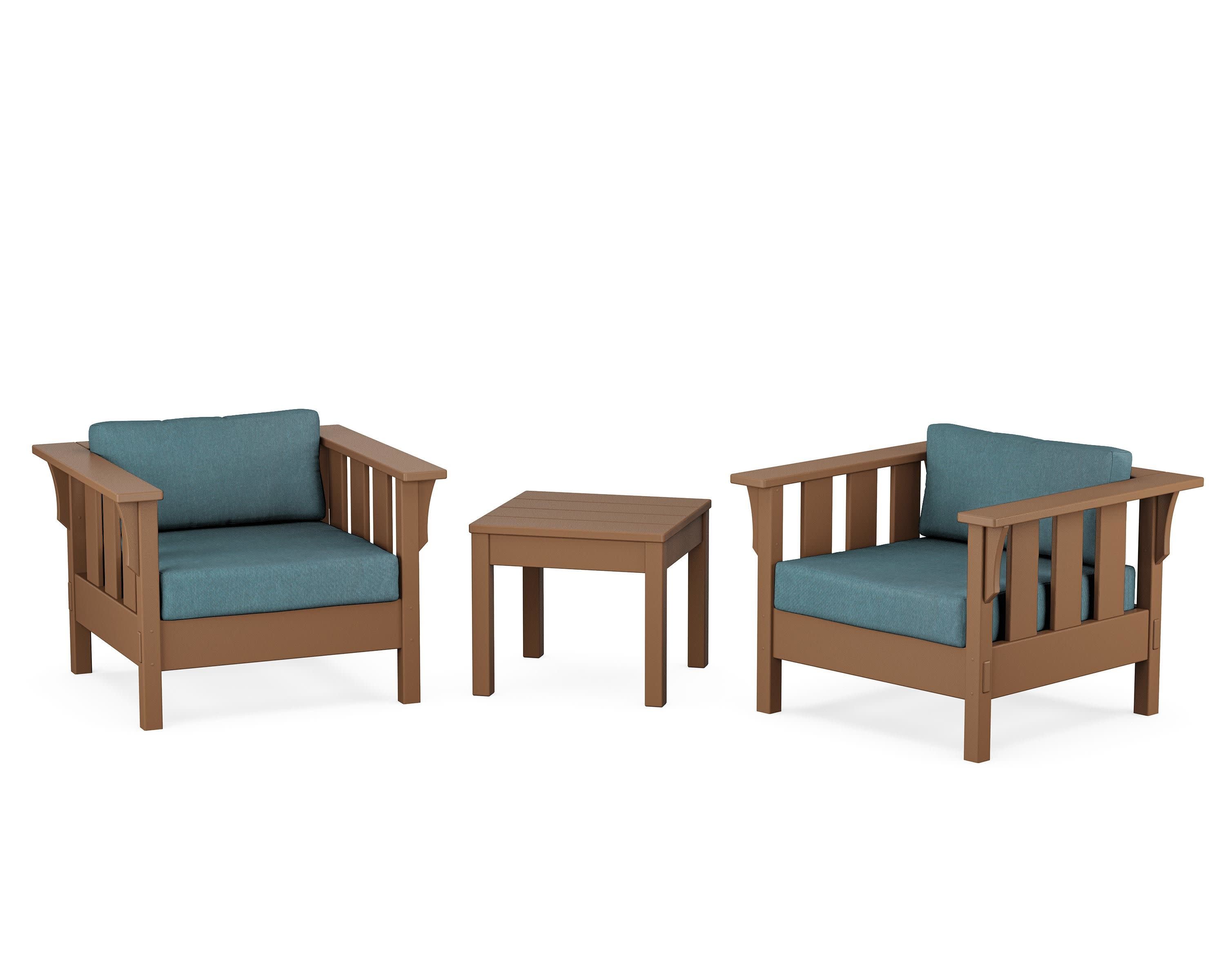 Acadia 3-Piece Deep Seating Set in Teak / Ocean Teal