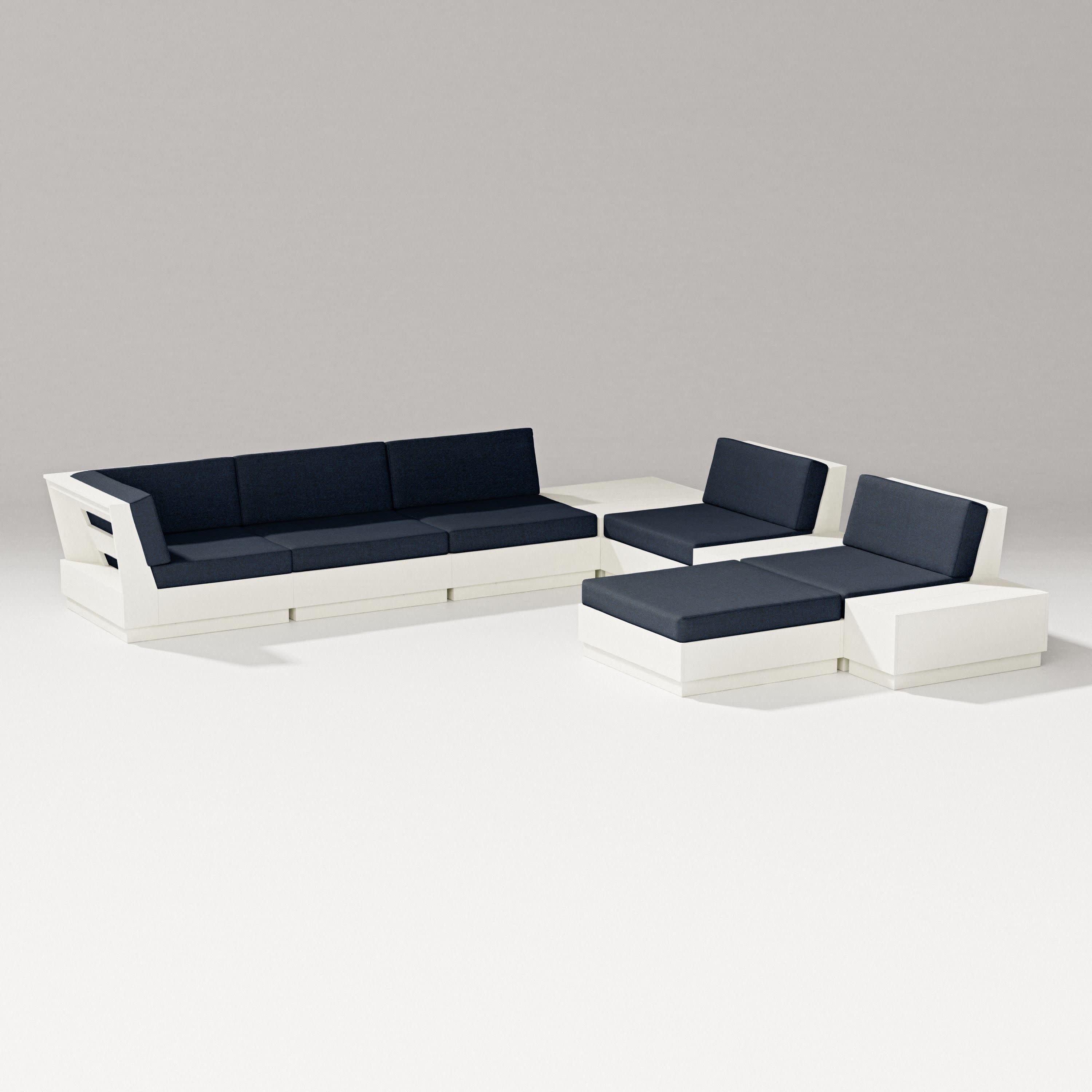 Elevate 9-Piece Conversation Sectional in Vintage White / Marine Indigo