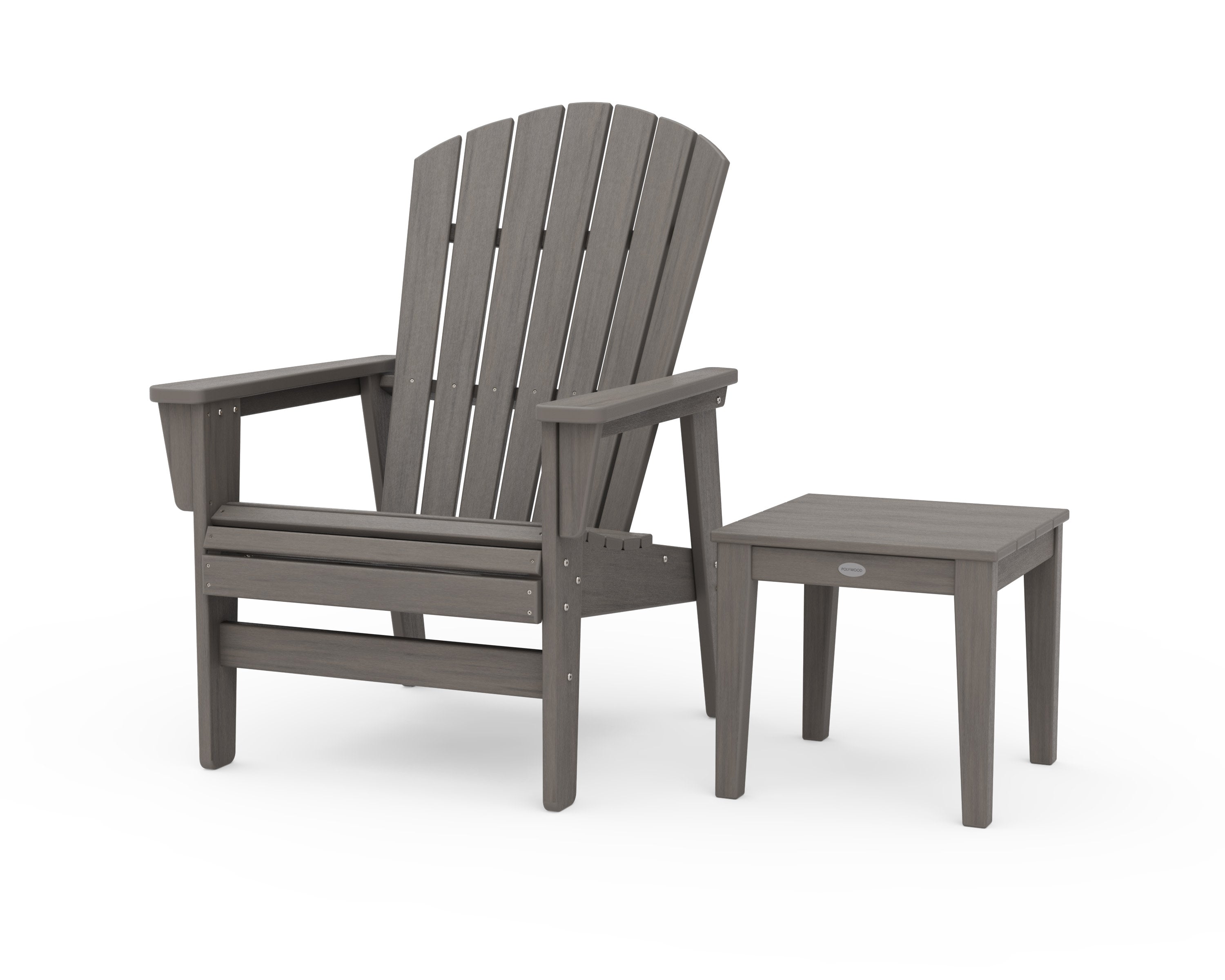 Nautical Grand Upright Adirondack Chair with Side Table in Driftwood