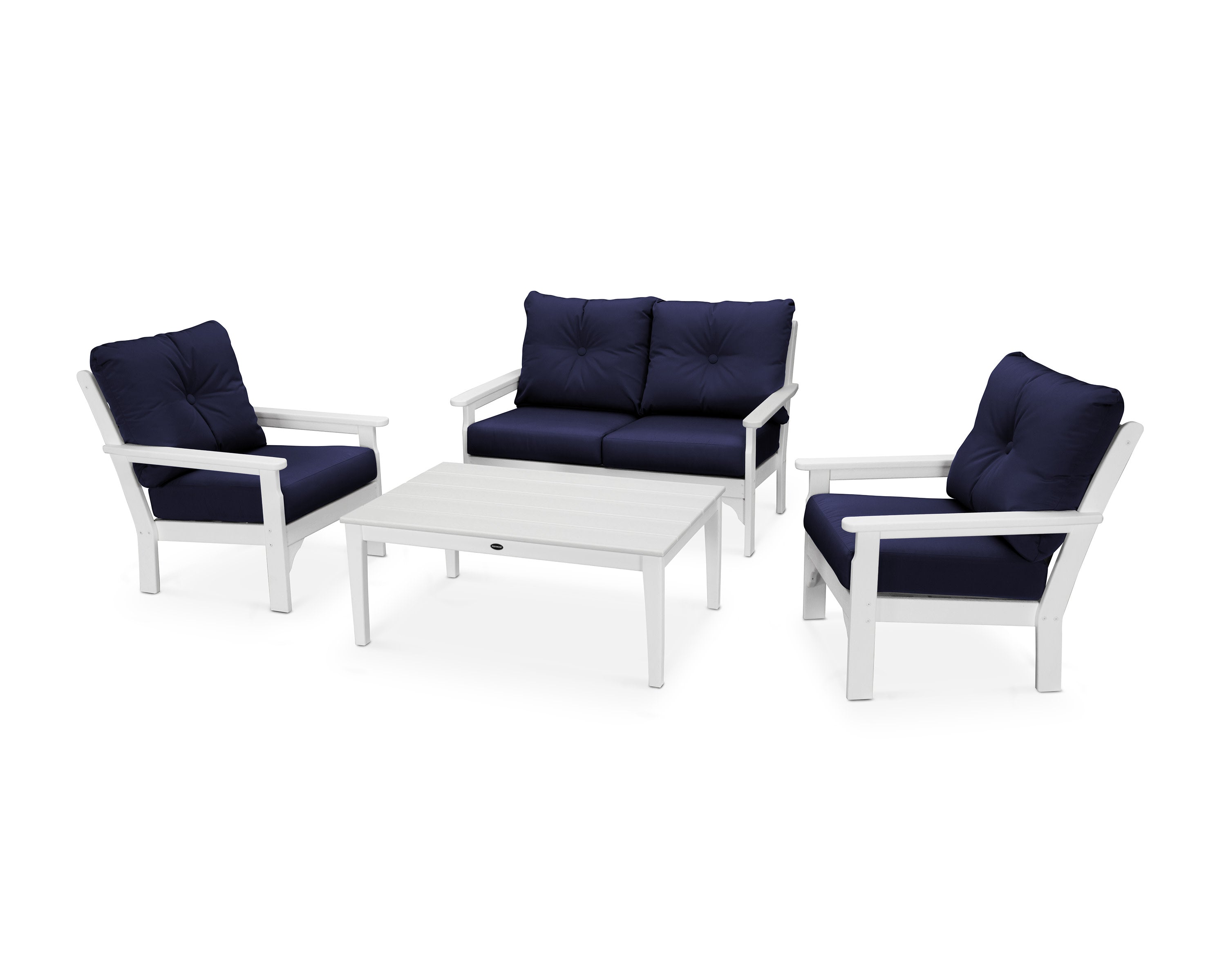 Vineyard 4-Piece Deep Seating Set in White / Navy