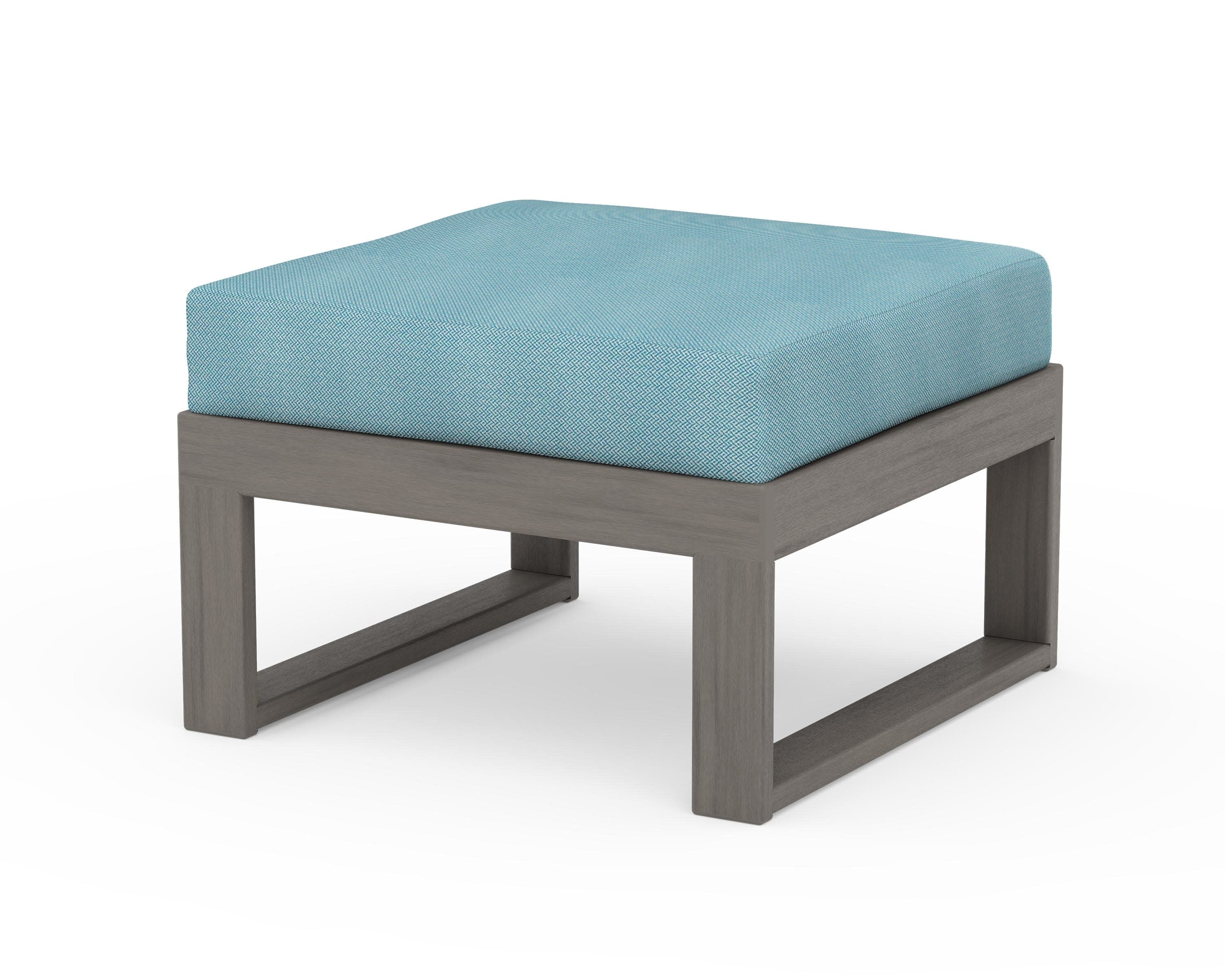 Modular Ottoman - Modern in Driftwood / Lattice Sky Blue