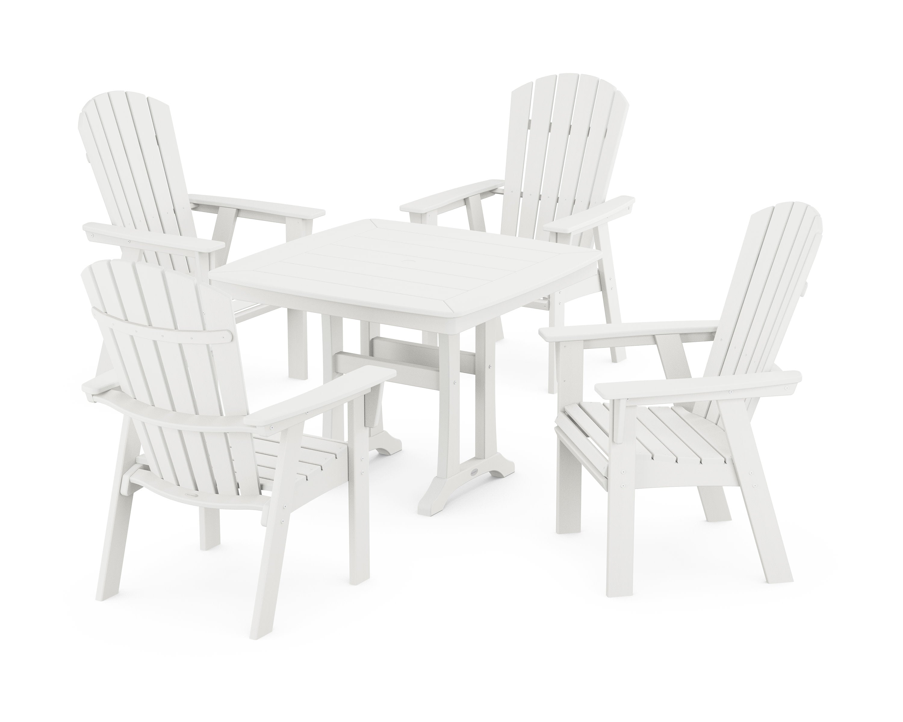Nautical Adirondack 5-Piece Dining Set with Trestle Legs in Vintage White