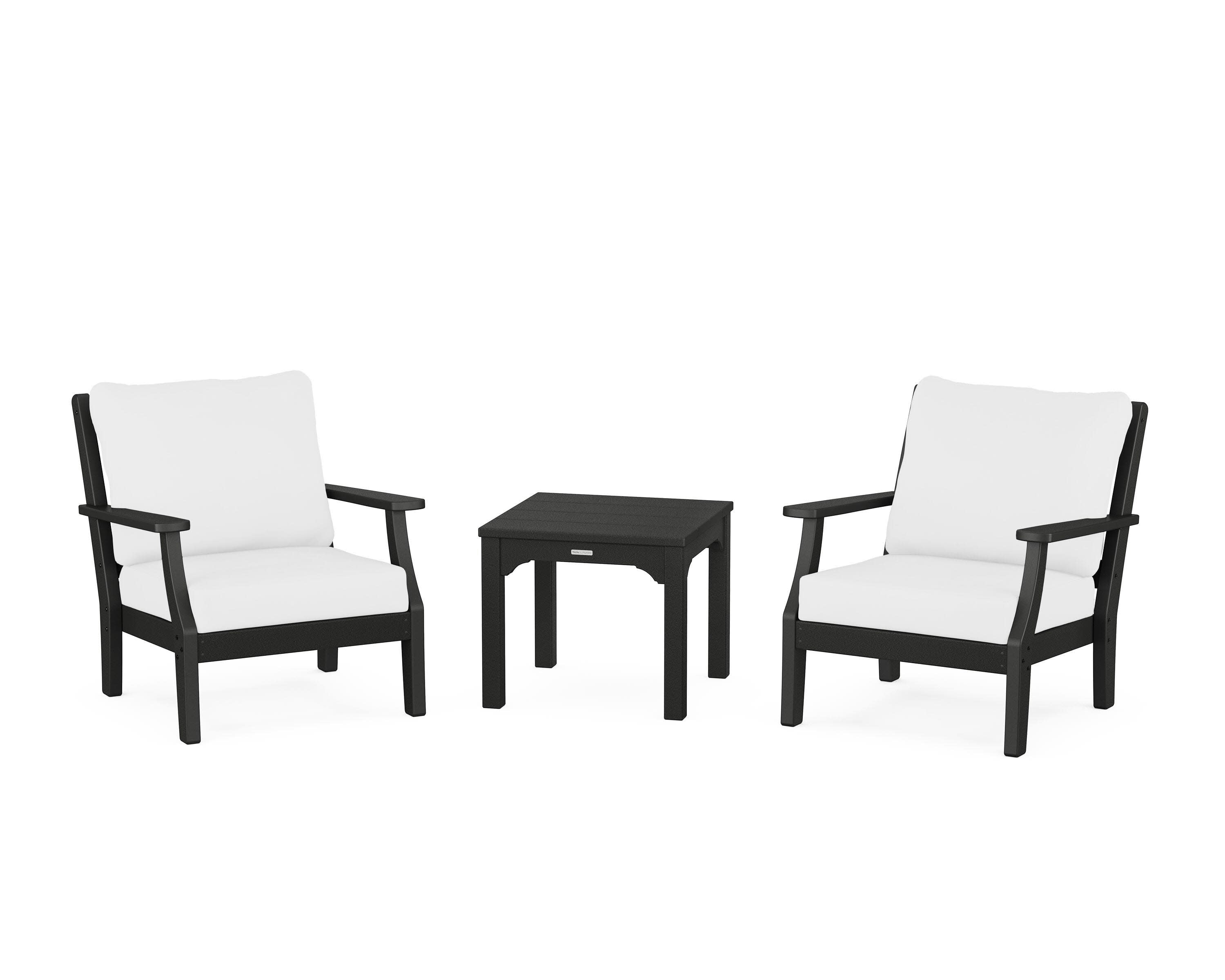 Chinoiserie 3-Piece Deep Seating Set in Black / Natural