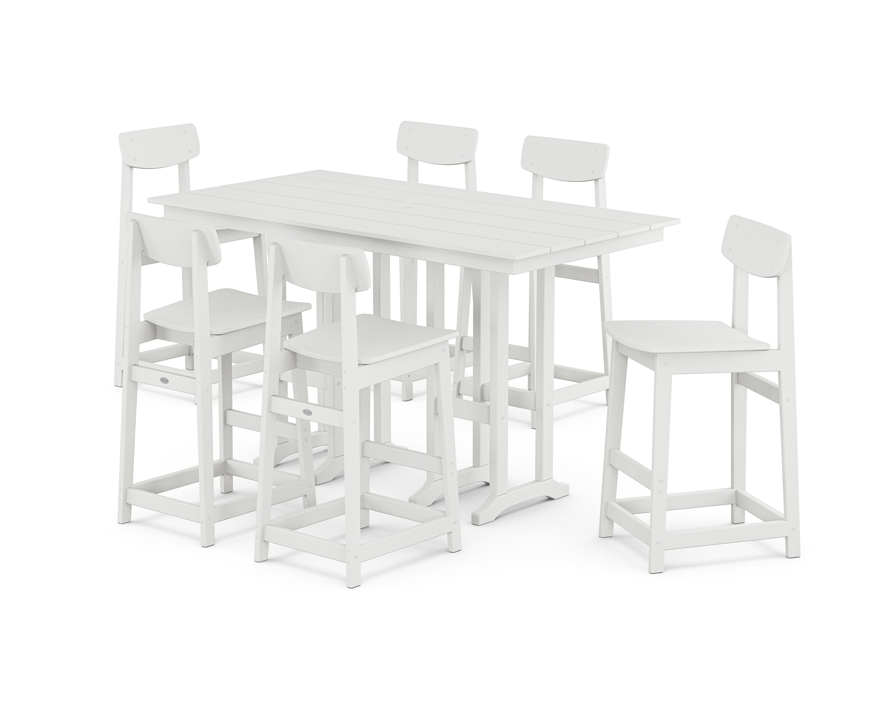 Modern Studio Urban Bar Chair 7-Piece Set in White