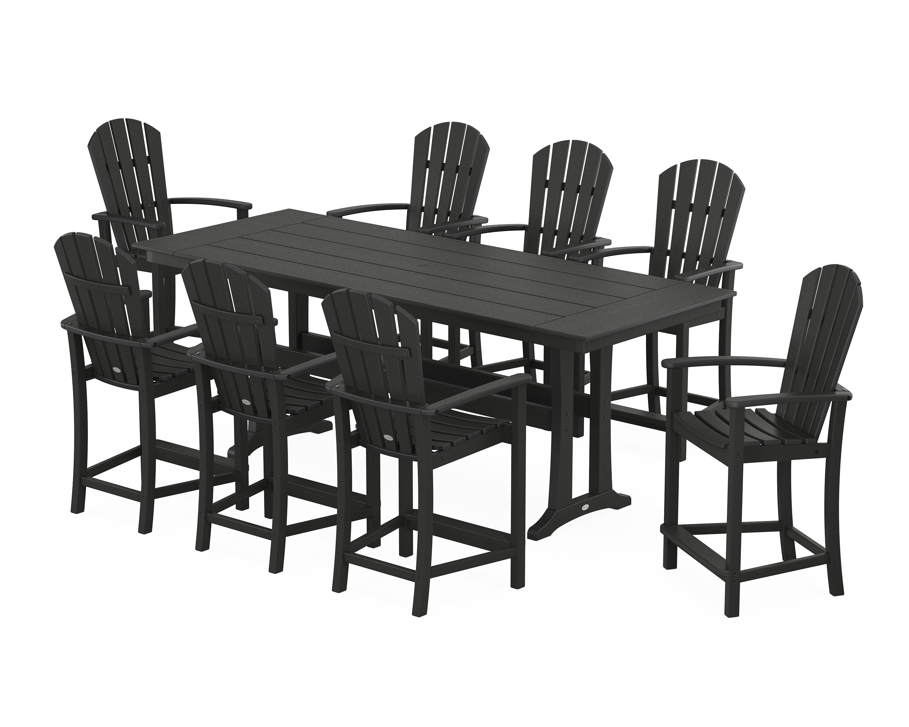 Palm Coast 9-Piece Farmhouse Counter Set with Trestle Legs in Black