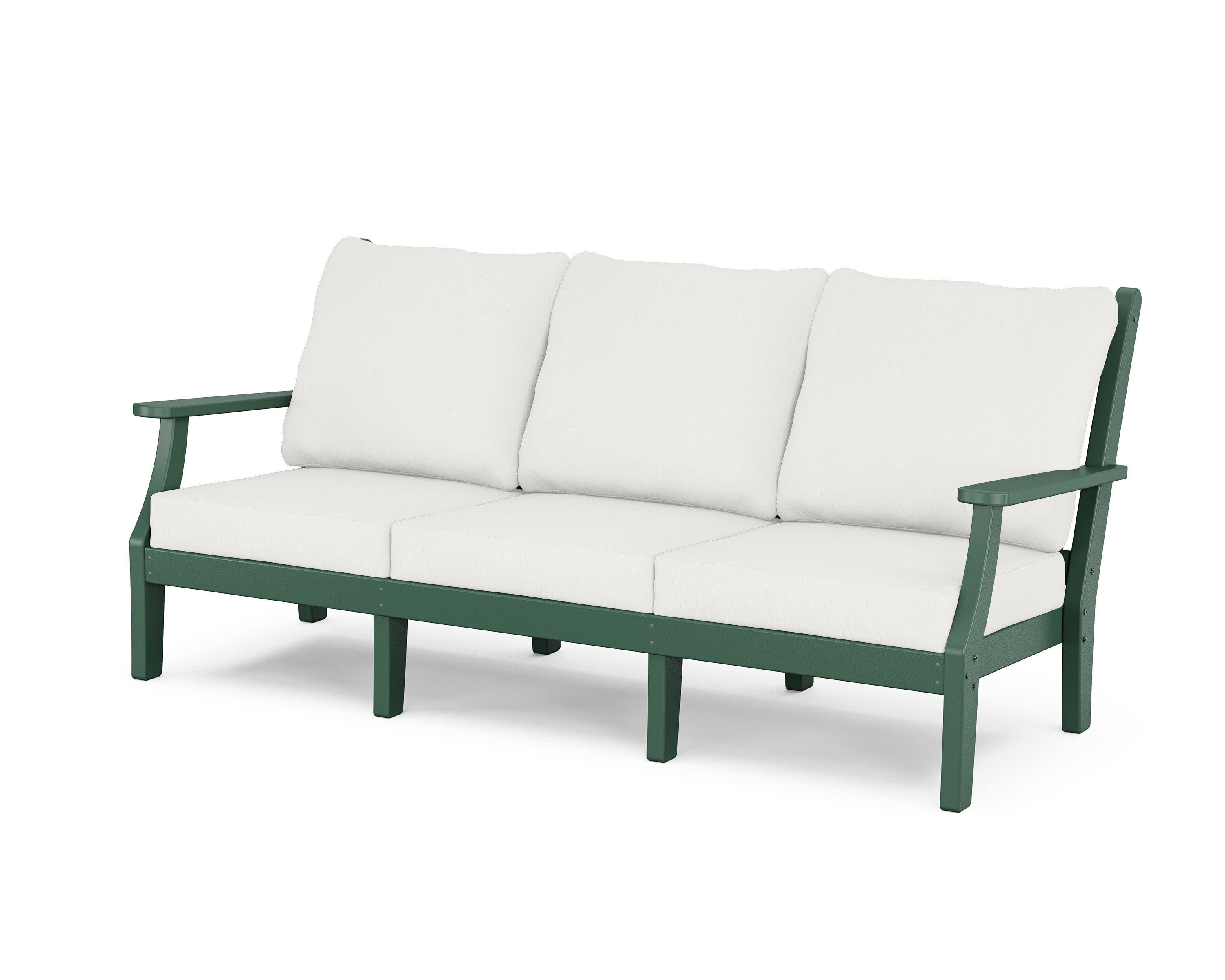 Wovendale Deep Seating Sofa in Green / Natural Linen