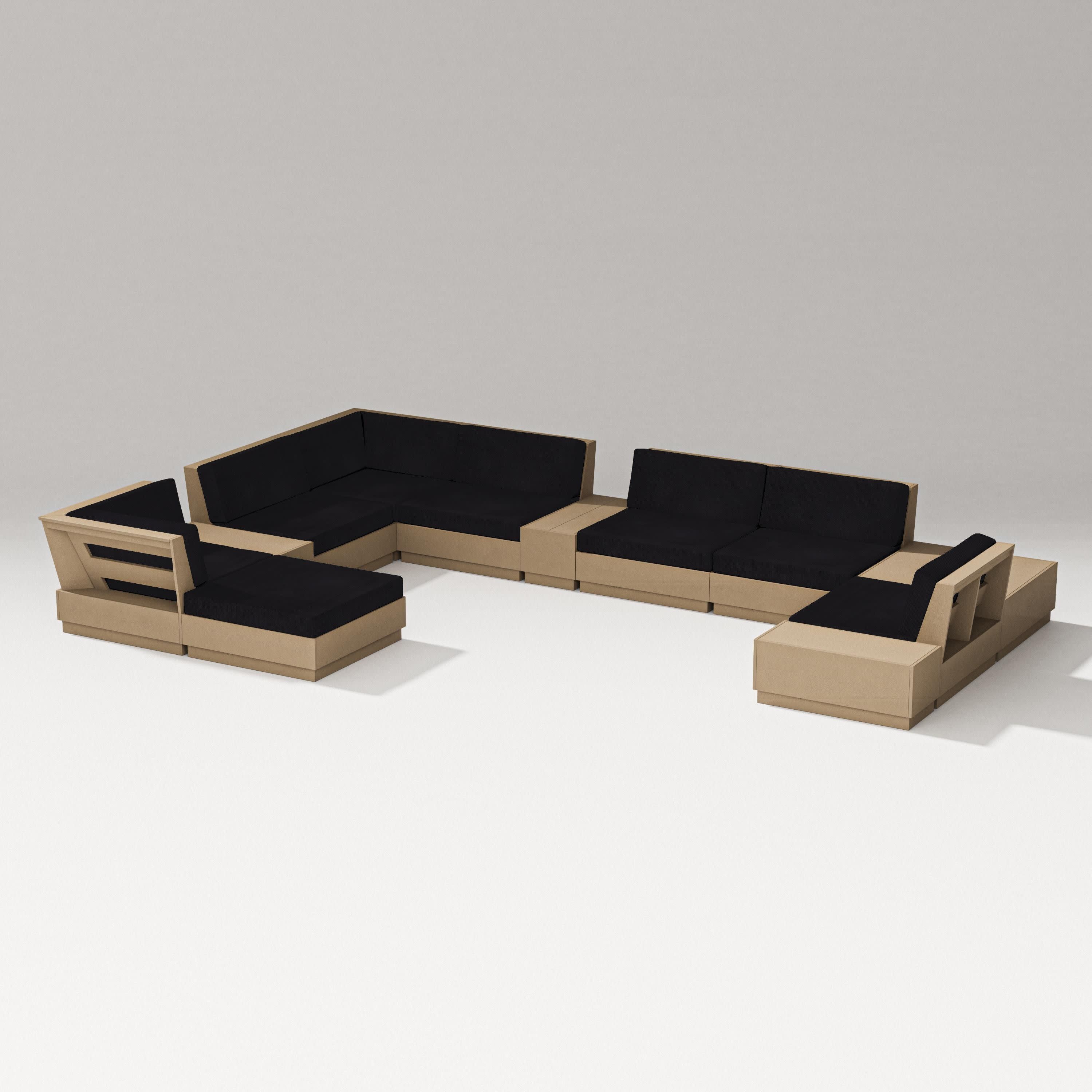 Elevate 12-Piece Conversation Sectional Set in Vintage Sahara / Midnight Linen