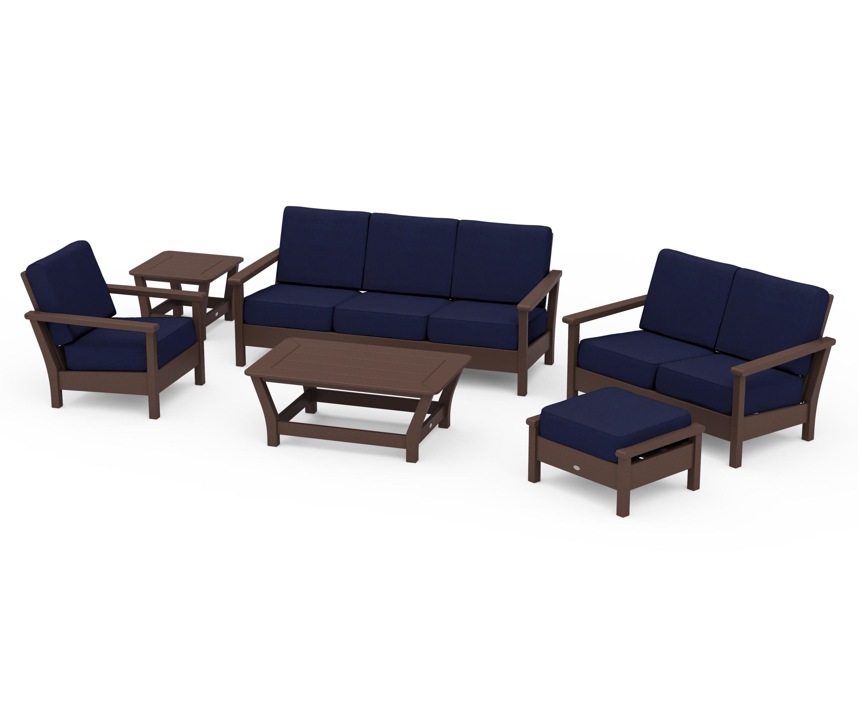 Harbour 6-Piece Outdoor Living Set in Mahogany / Navy