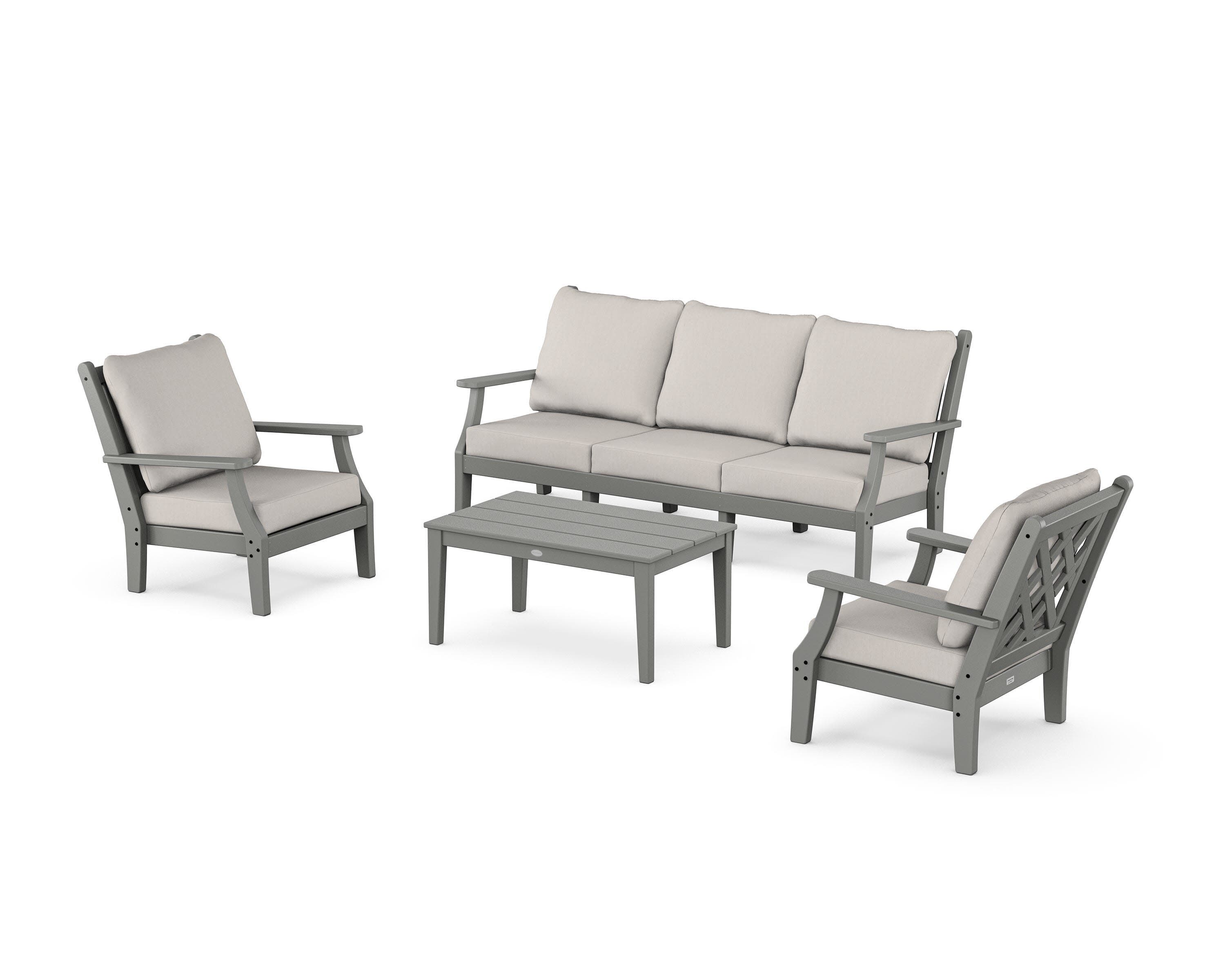 Wovendale 4-Piece Deep Seating Set with Sofa in Slate Grey / Cast Ash