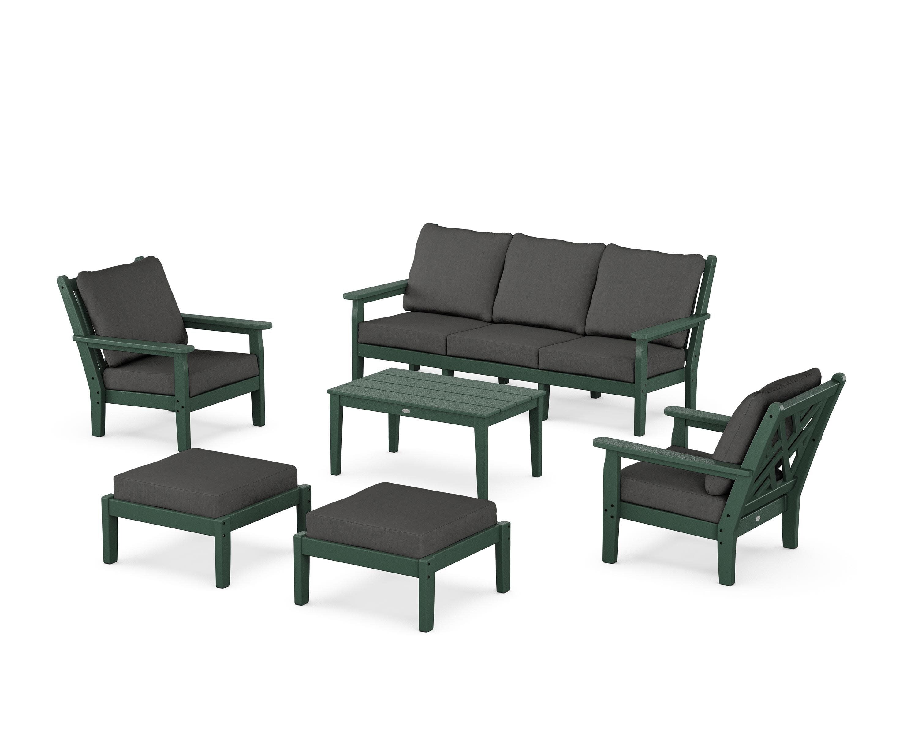 Chippendale 6-Piece Lounge Sofa Set in Green / Spectrum Carbon