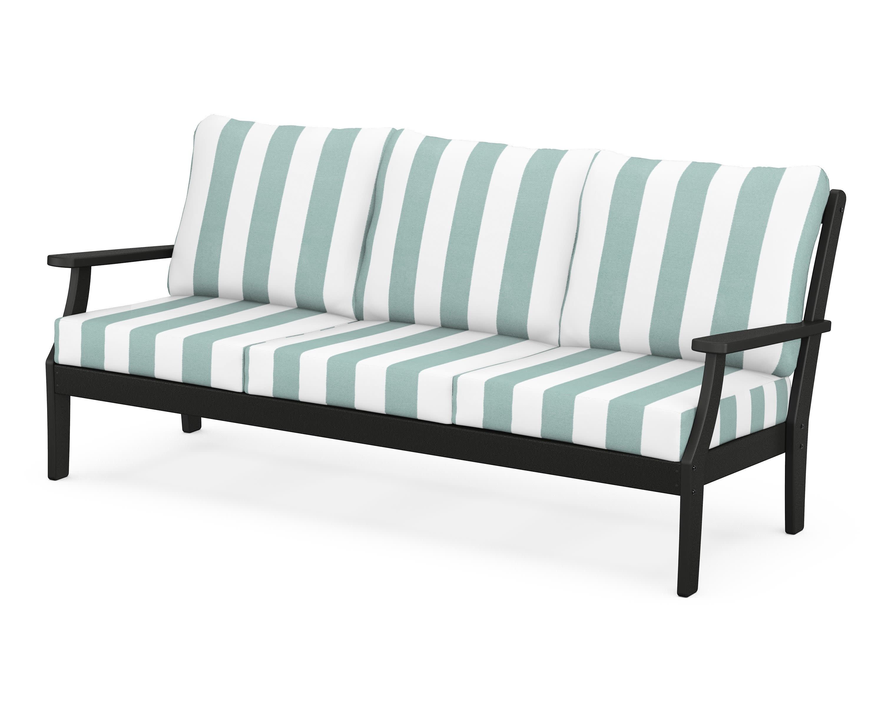 Braxton Deep Seating Sofa in Black / Cabana Stripe Glacier Spa