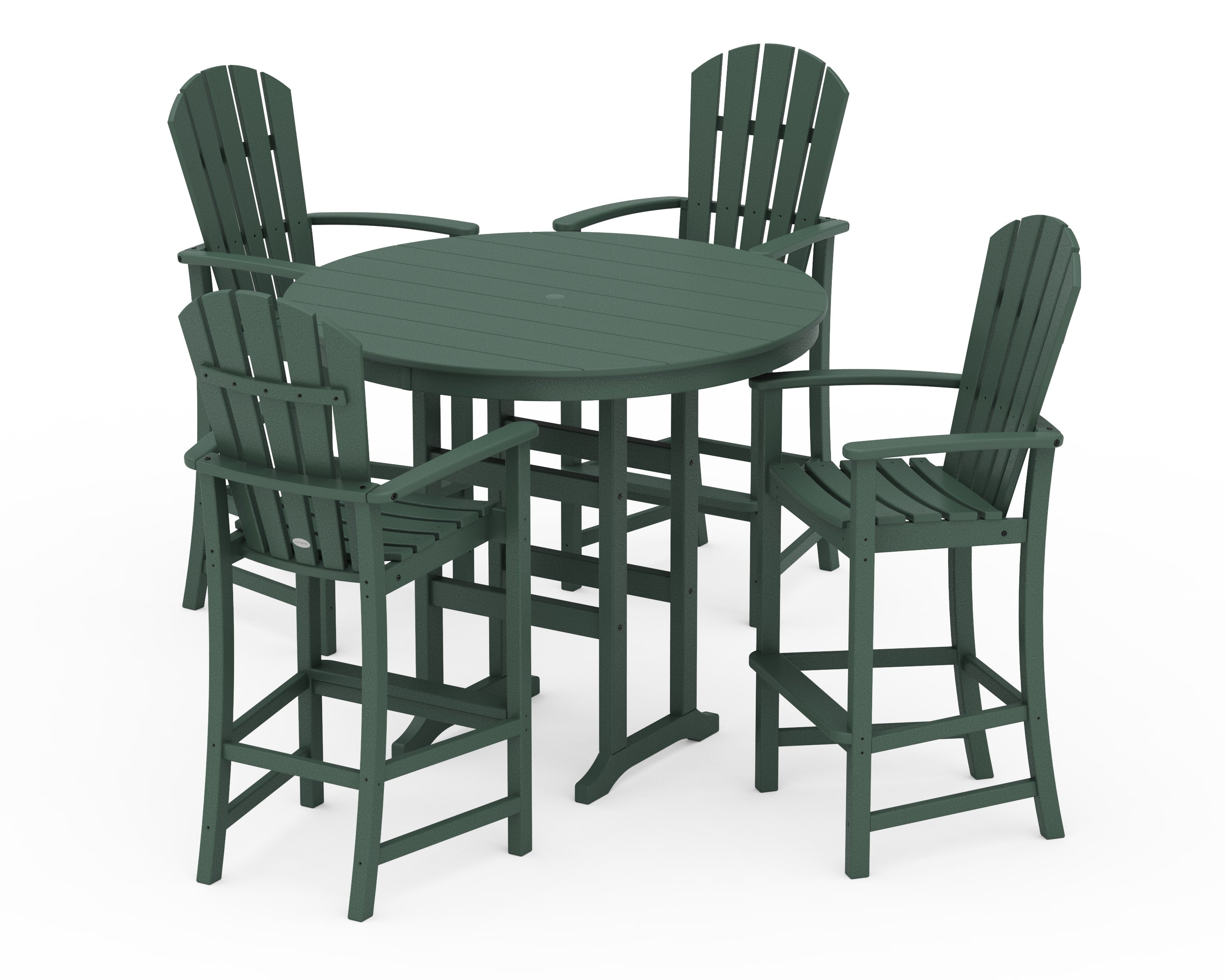 Palm Coast 5-Piece Round Farmhouse Bar Set in Green
