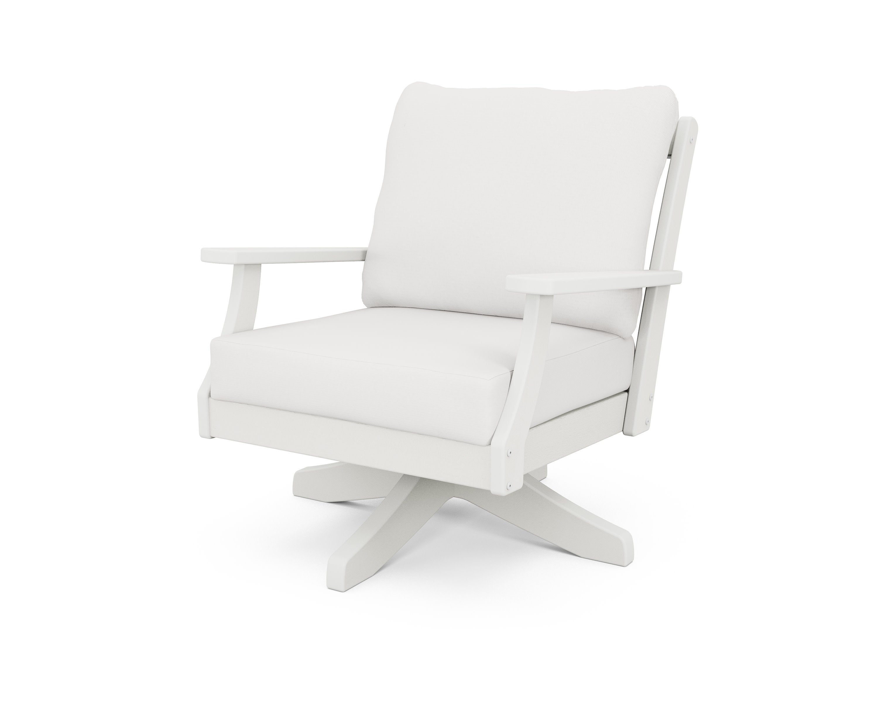 Braxton Deep Seating Swivel Chair in Vintage White / Natural Linen