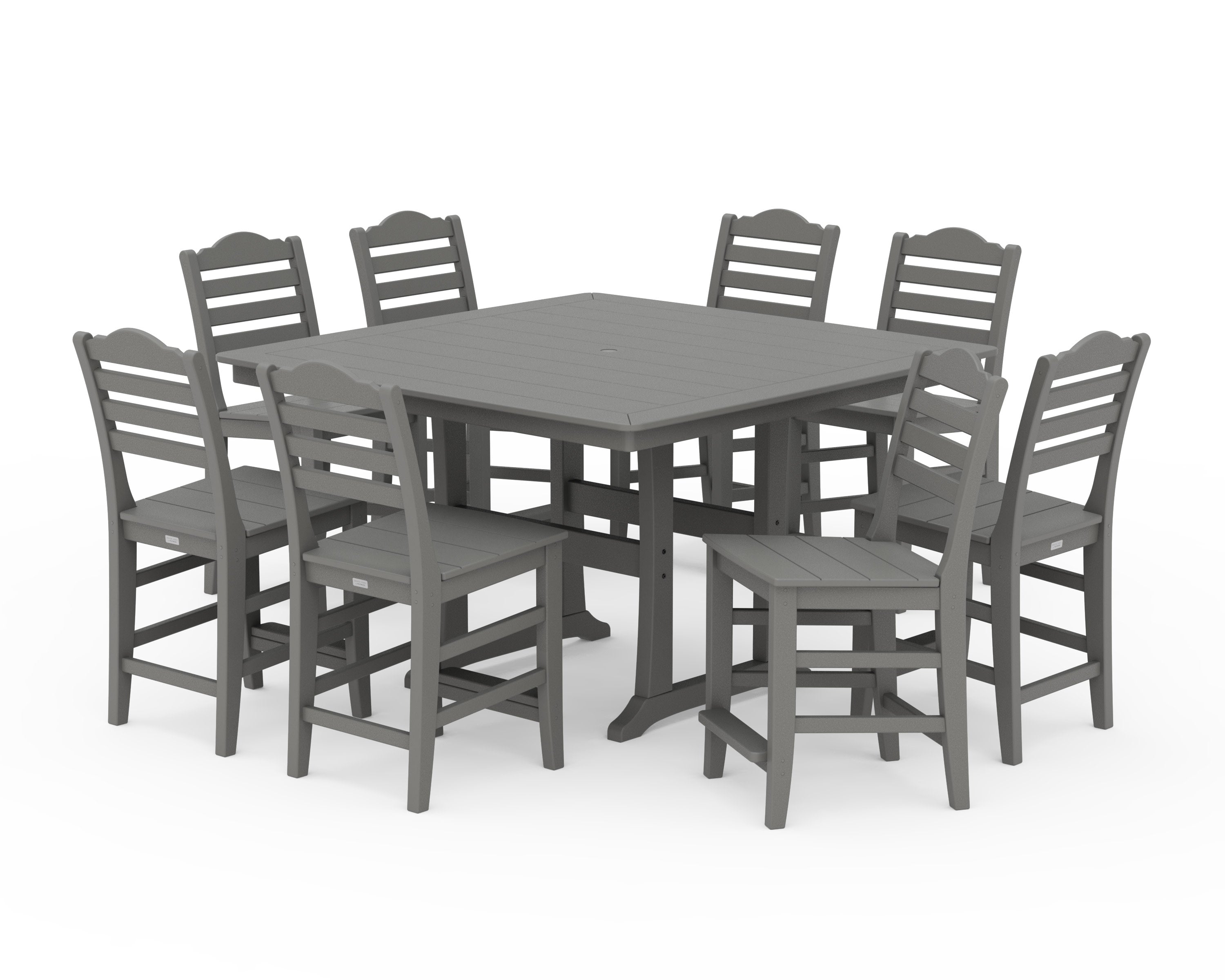 Savannah Side Chair 9-Piece Square Counter Set with Trestle Legs in Slate Grey
