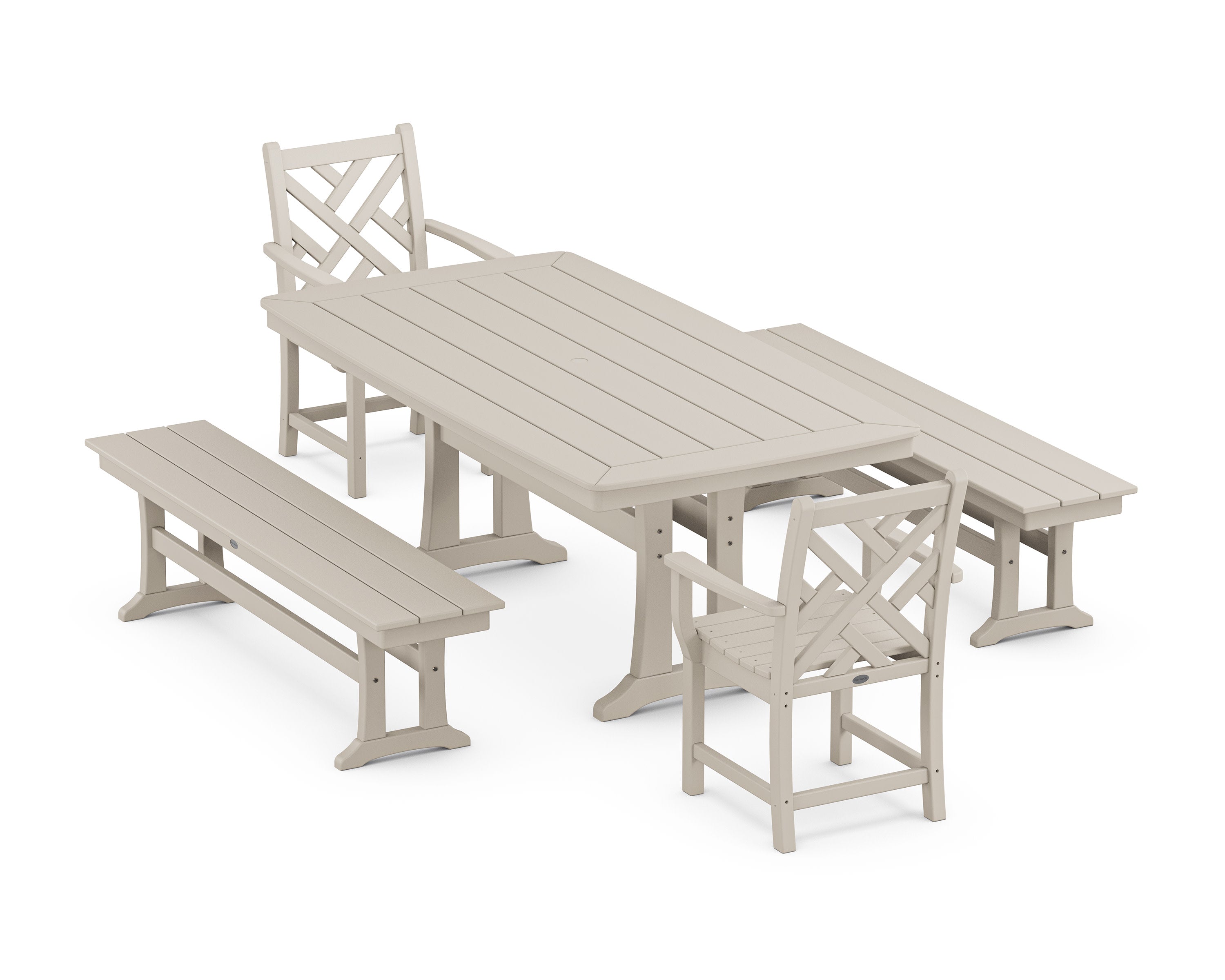 Chippendale 5-Piece Dining Set with Trestle Legs in Sand