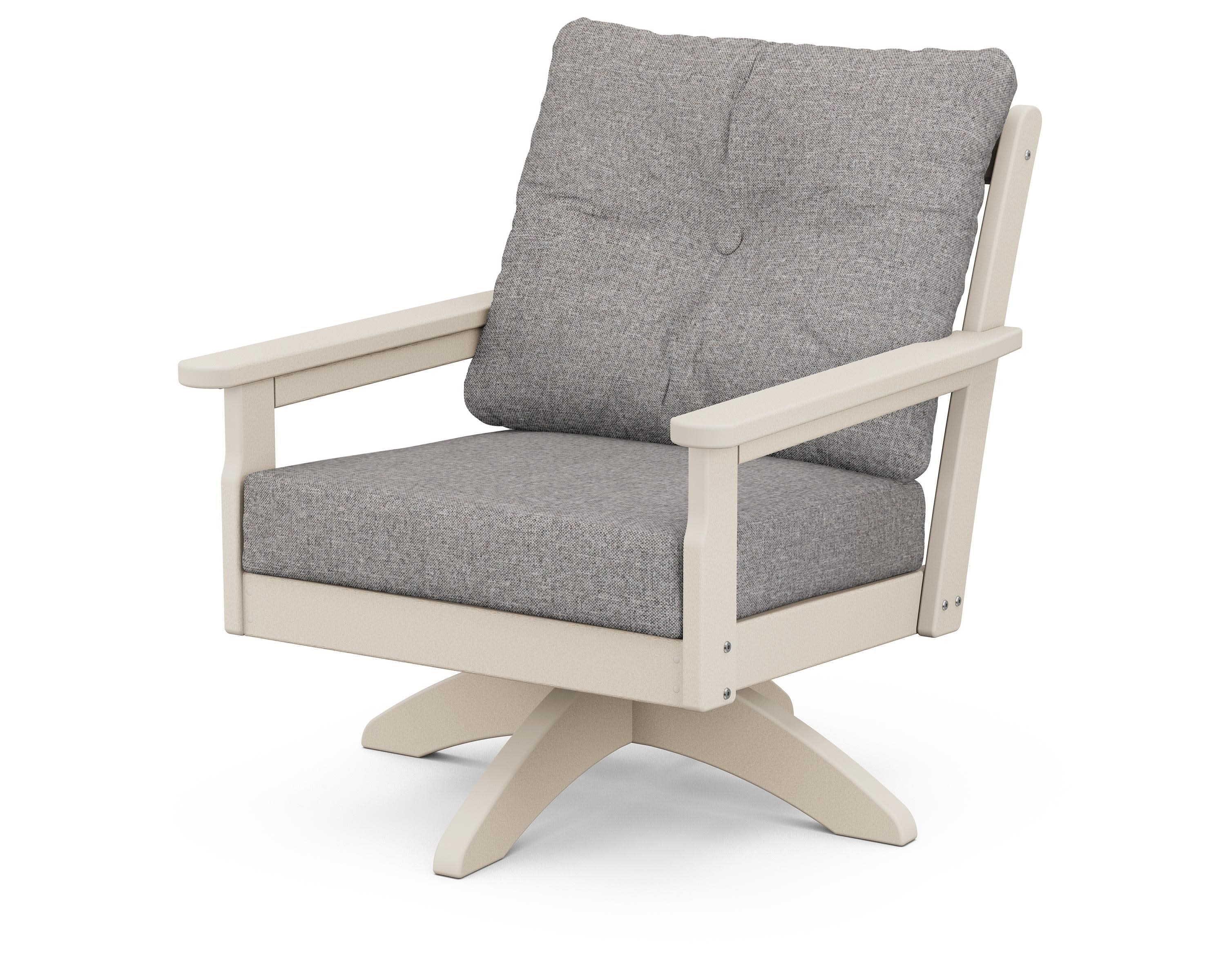 Vineyard Deep Seating Swivel Chair in Sand / Grey Mist