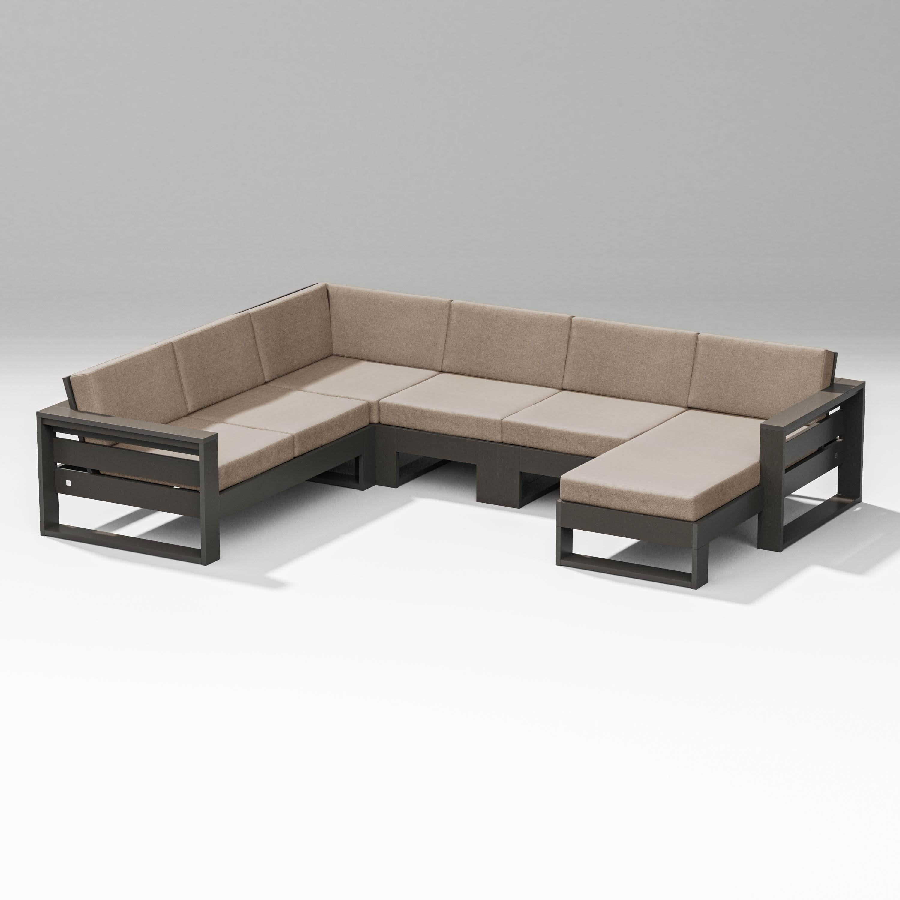 Latitude Corner Sectional with Right Chaise in Vintage Coffee / Spiced Burlap